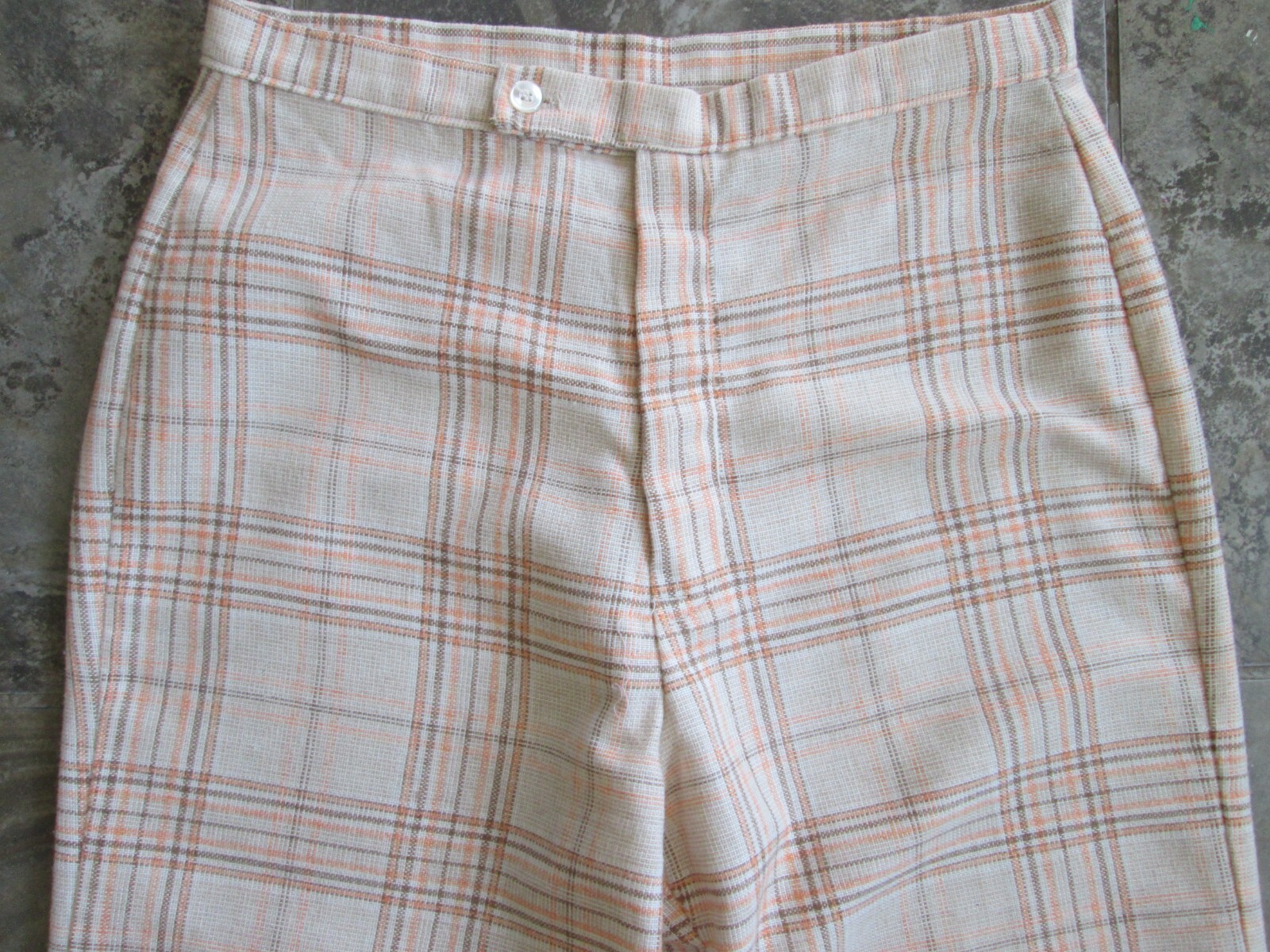 Vintage Montgomery Ward Pants 27×32 Wide Straight Leg High Rise Plaid Acrylic