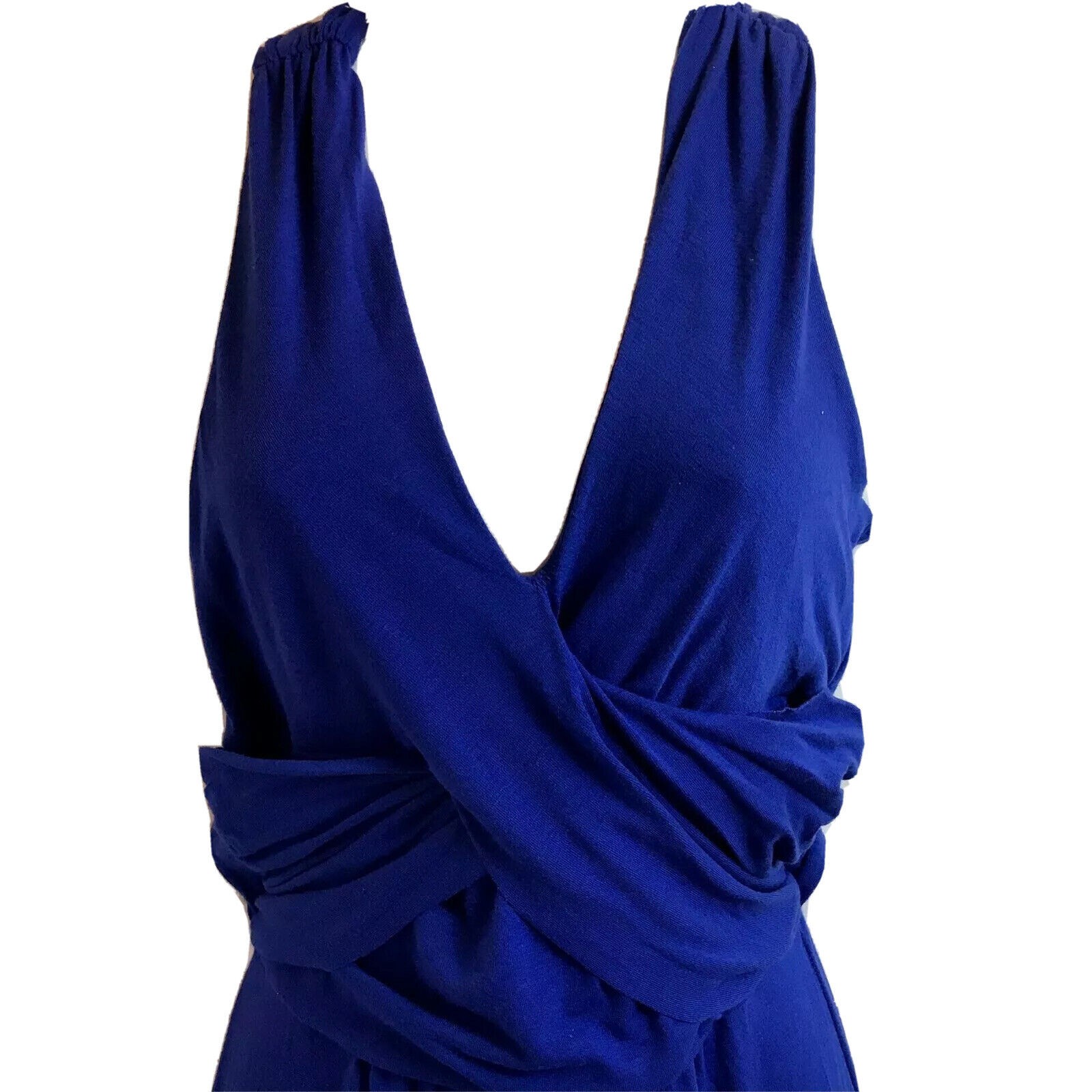 Poof Couture Dress Womens M Crisscross Maxi Electric Blue Long Slit Glamcore