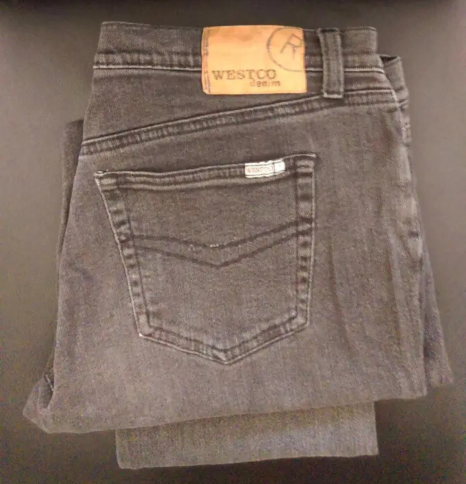 WESTCO Y2K Womens Grey Straight Leg Denim Stretch Jeans Size 14 Vintage Pocket