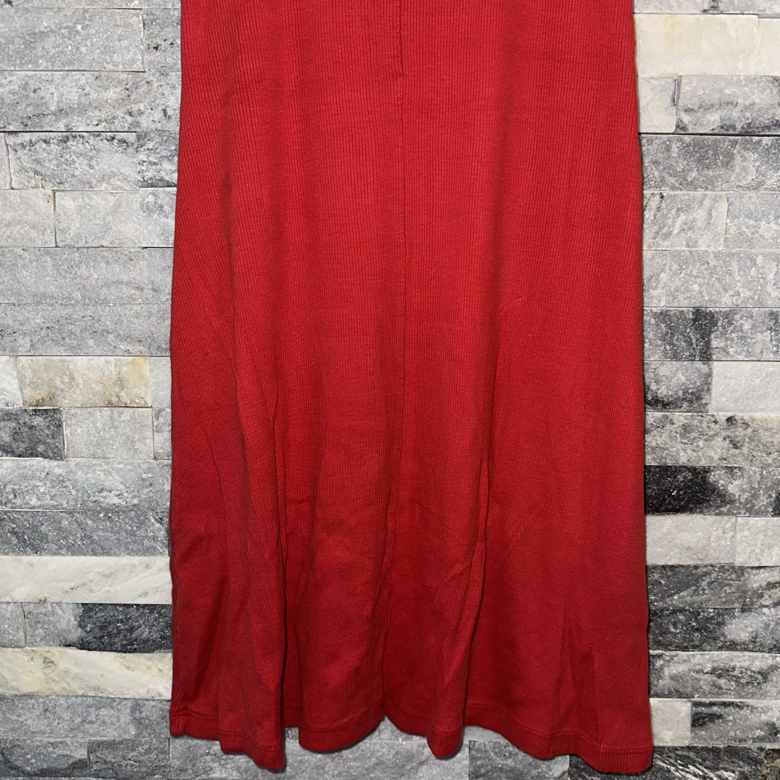 Vintage Moda International Red Ribbed Fit And Flare 90s Y2K Dress XS Ex Small
