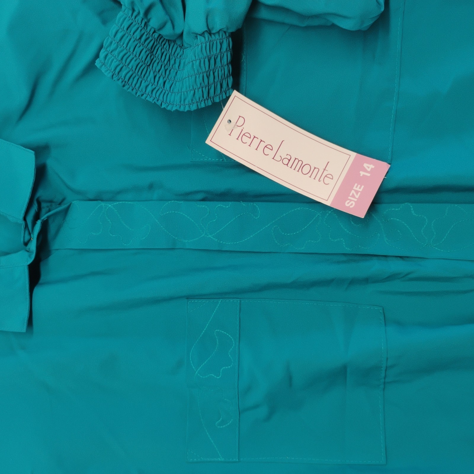 NWT Vintage 80s Pierre Lamonte Women’s 14 Teal Blouse Shoulder Pads