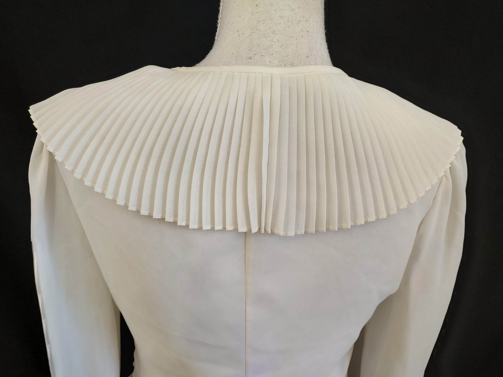 Vintage 70’s B Altman Top Wrap Blouse Sheer White Crepe Pleat Ruffle Poet Sz L