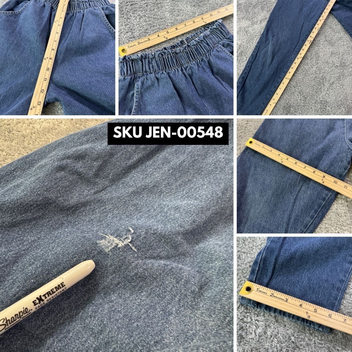 Vintage RN 58287 High Waisted Mom Jeans 12 Petite Blue Elastic Waist Cotton
