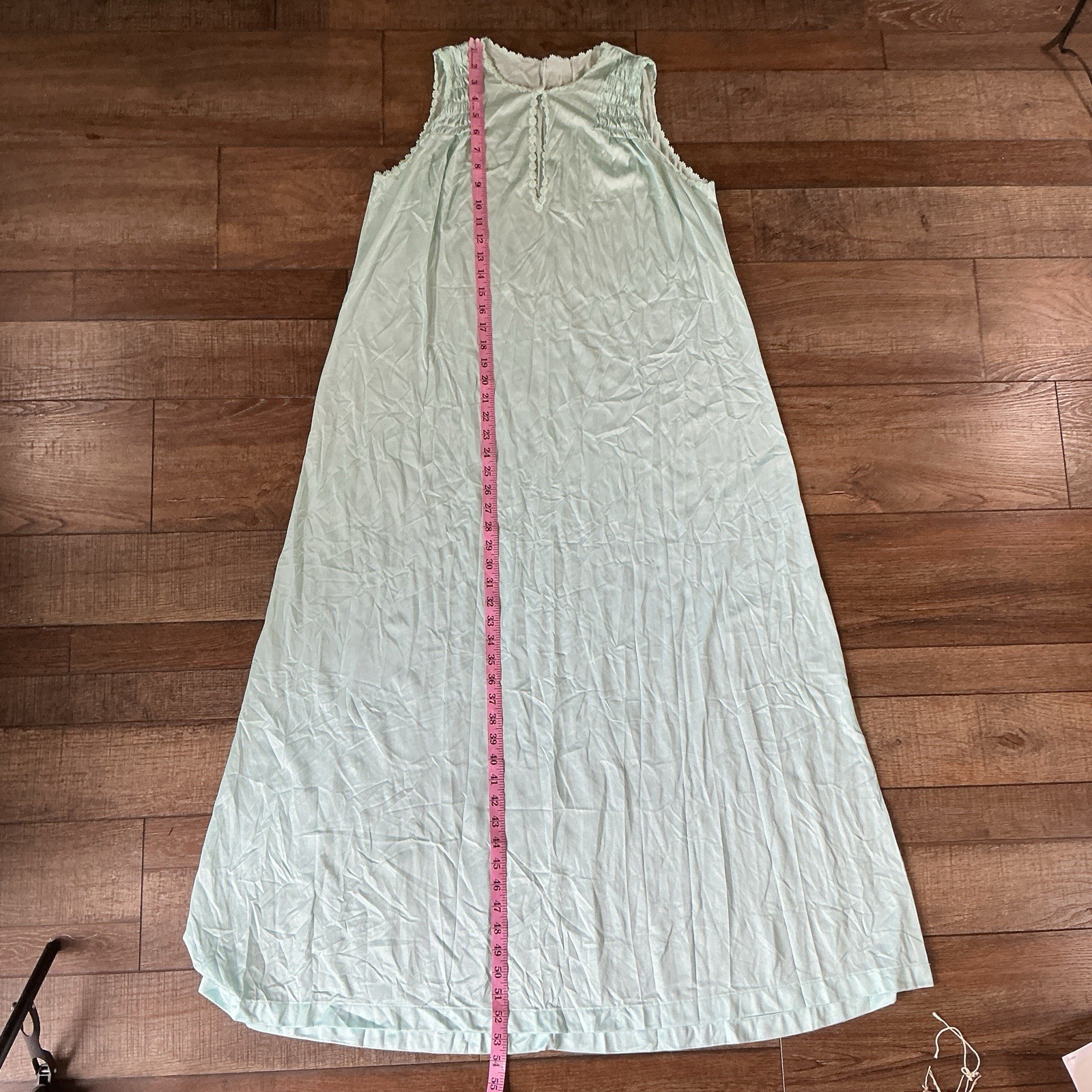 VINTAGE Gossard Artemis Nightgown Aqua Mint Nylon Smocked Size M USA Made #4301