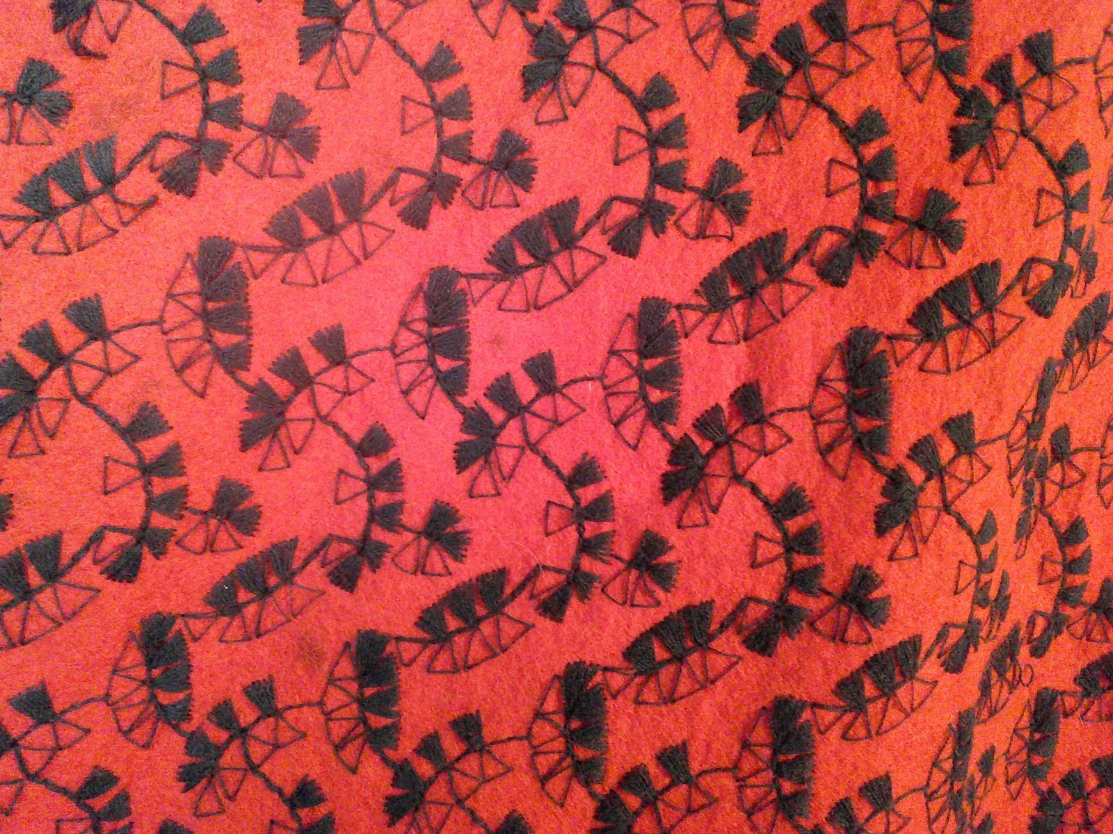 Vtg 50s Rockabilly Red Wool Felt Embroidered Swing Full Sweep Circle Skirt XS