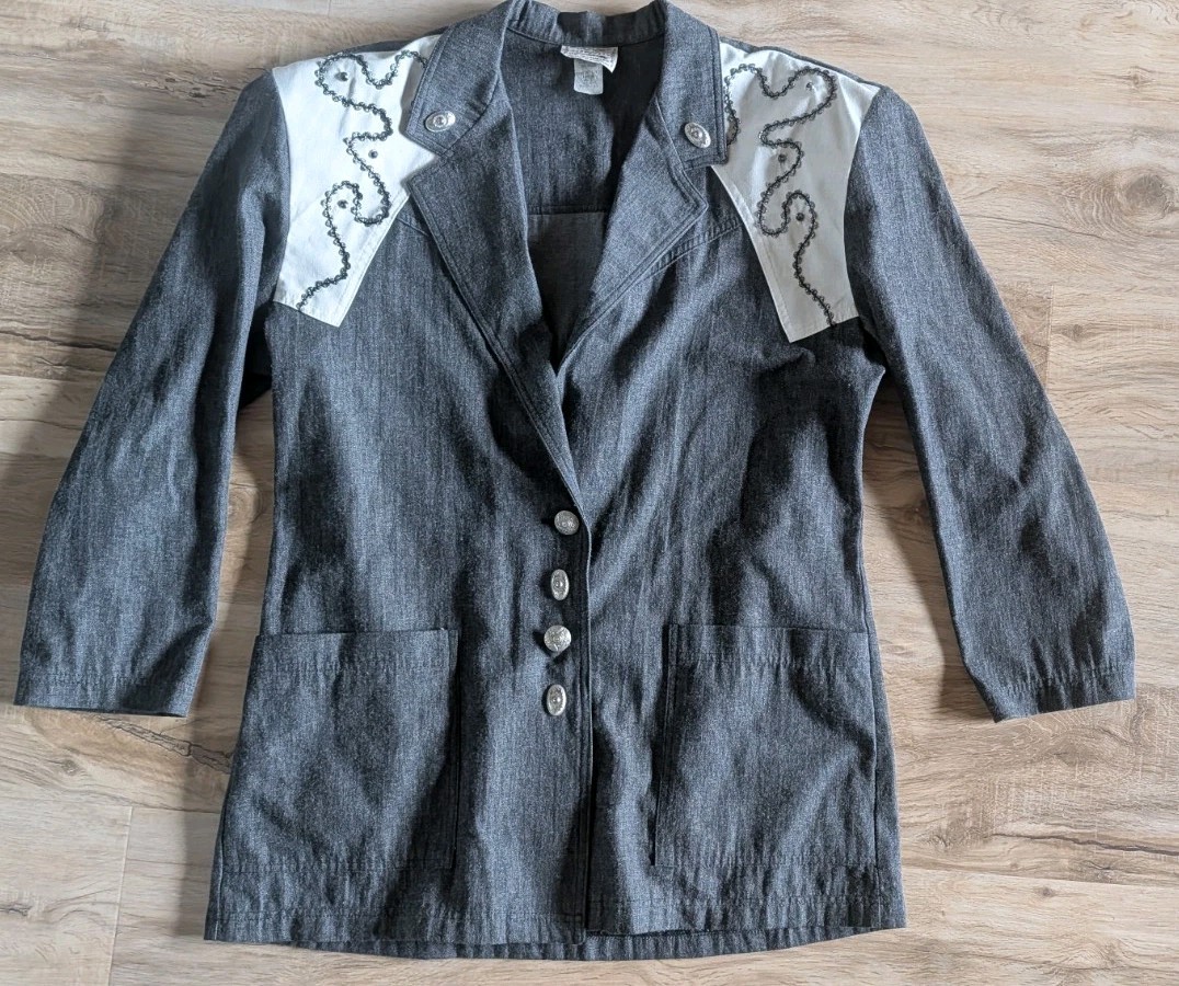 Women’s Vintage 1849 authentic Ranchwear Gray Blazer Jacket Size large