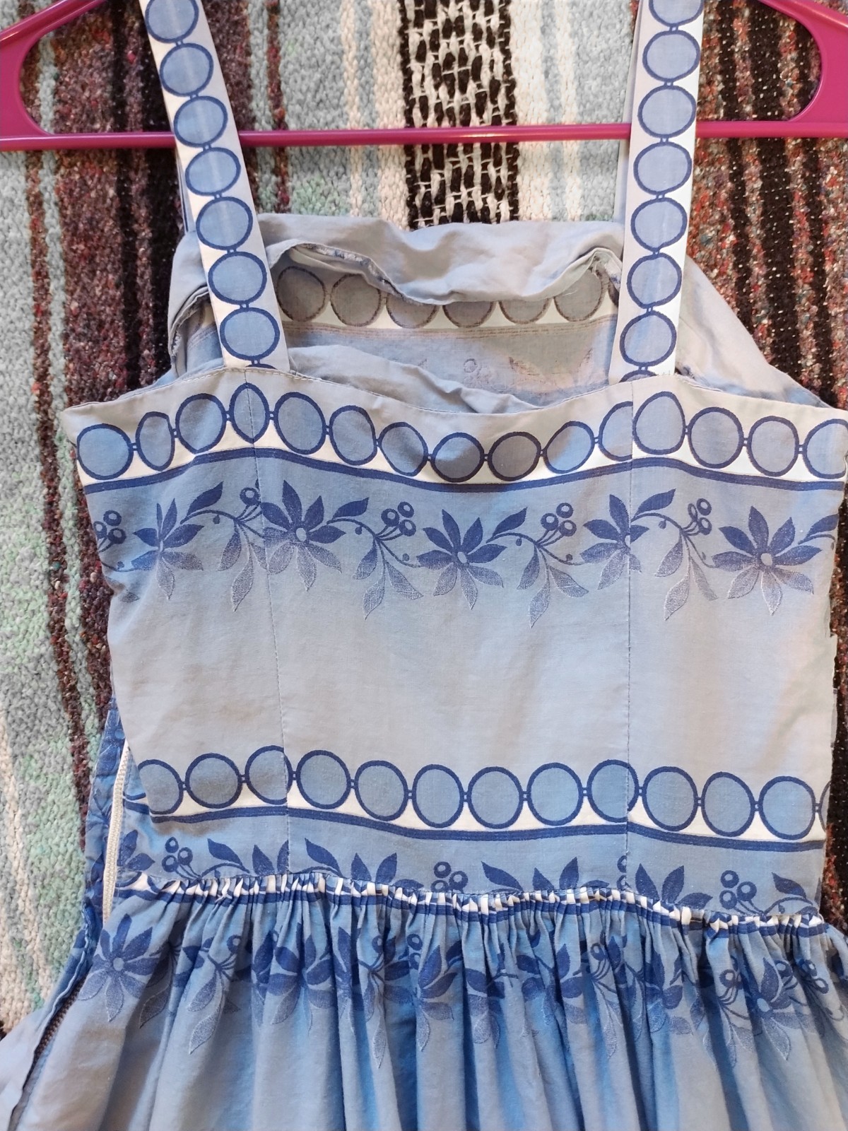 Vintage 1950s Vicky Vaughn Sundress and Shirt Set Blue Mid Century Full Skirt