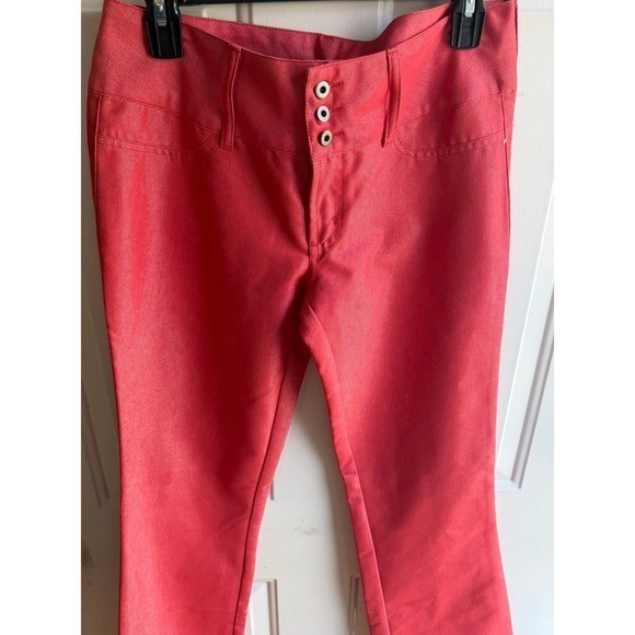 Tufi Duek NEW Women’s Vintage Retro Designer Red Low Rise Bell Bottoms EU42