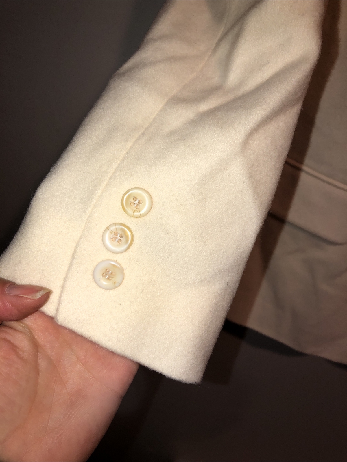Vintage Hunt Club Cream Wool & Lamb Wool Blazer Jacket Shoulder Pads Sz 14