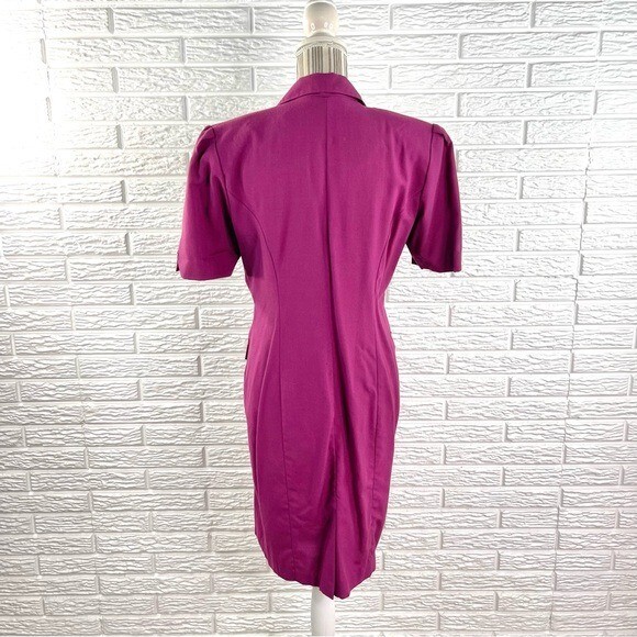 Vintage Jessica Cole Magenta Collared Double Breasted Midi Dress Size 10