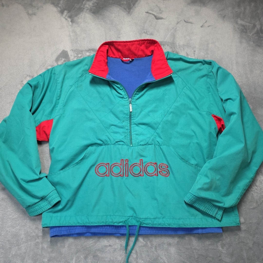 Vintage Adidas 1/2 Zip 80’s 90’s Turquoise Purple Red Big Logo Y2K Street…