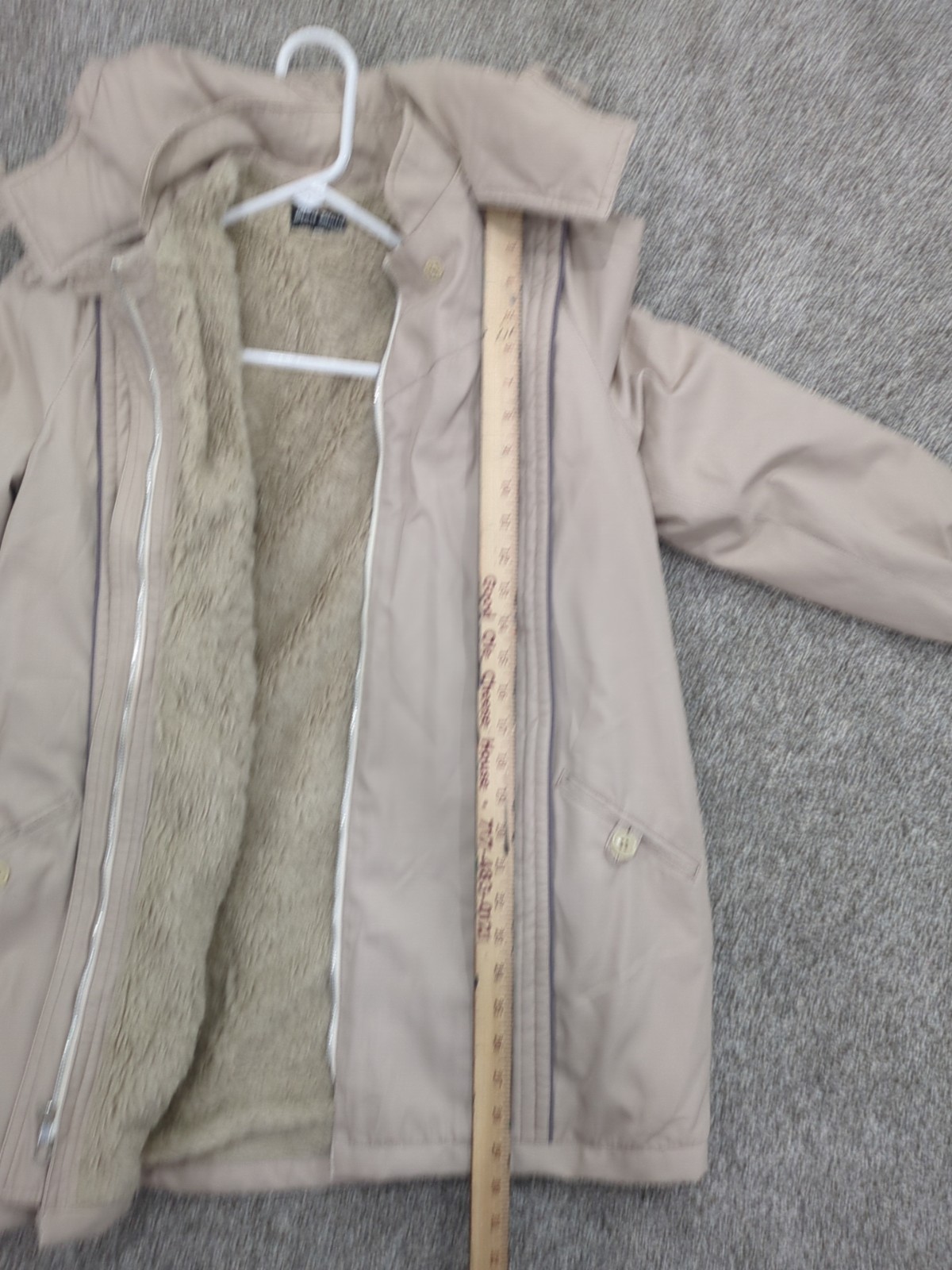 Mod Maid Sm Tan Chore Coat Jacket Retro Vintage Detachable Hood Rn45533 Faux Fur