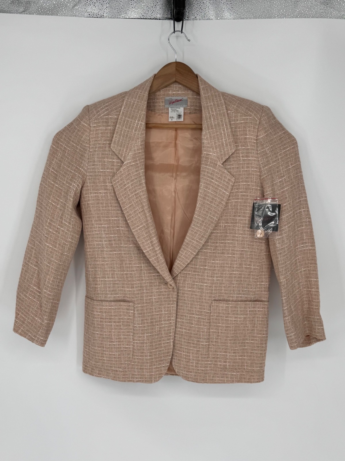 NWT Vtg The Wyndham Collection Pink Tweed Blazer Women’s Sz 8 Cotton/Linen I6