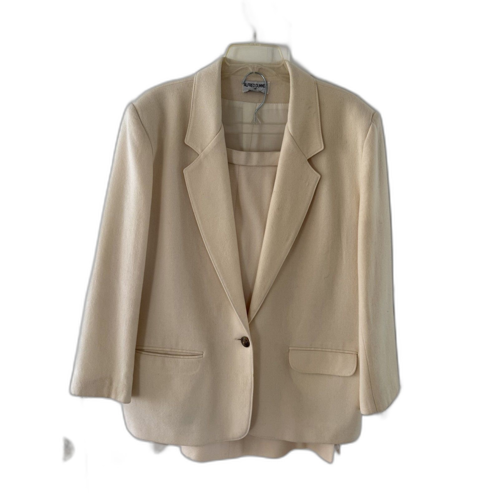 Alfred Dunner Cream Wool Blazer & Skirt Suit Size 18