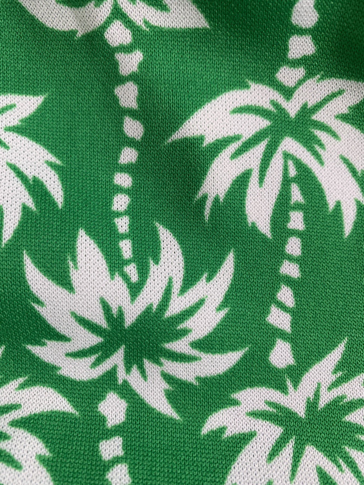 Vintage 1960s 1970s Green Polyester Palm Tree Belted Dress 50” Bust /50” Waist