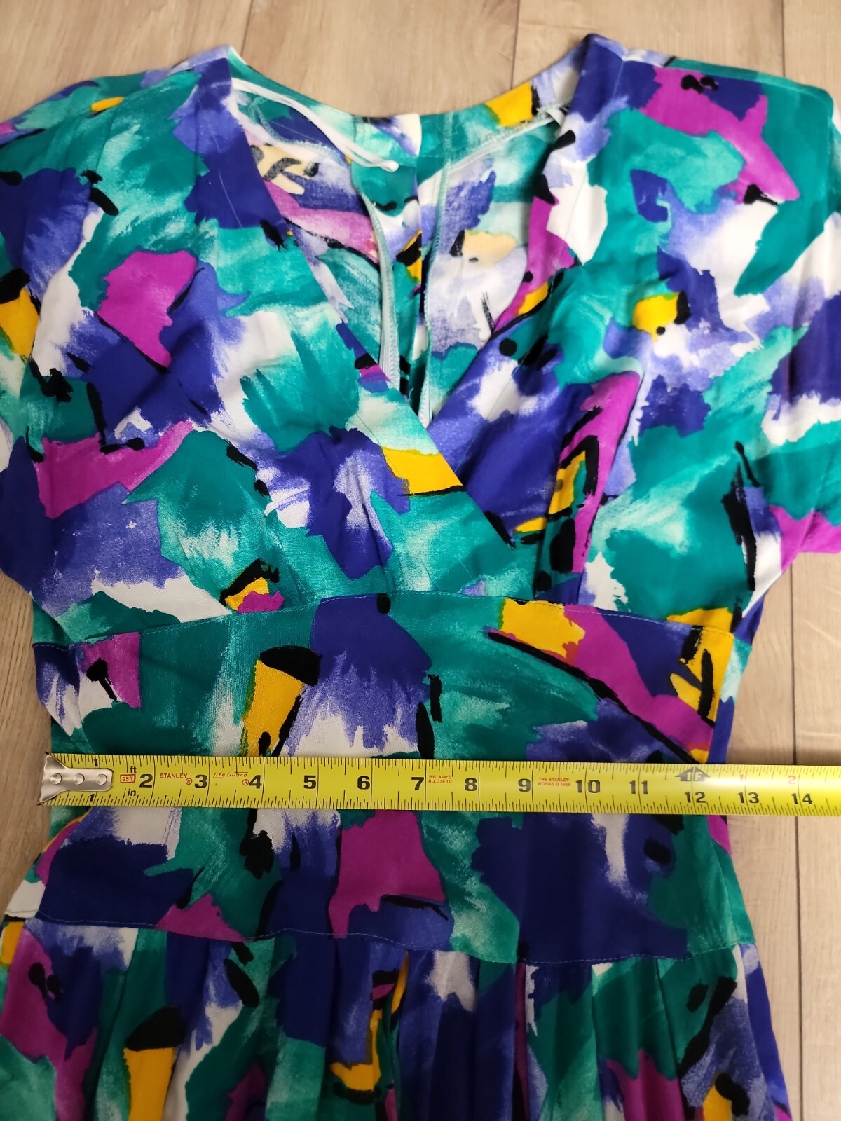 VTG’80s R.E.O Abstract Pattern Tea Garden Dress / Puff Shoulder Rockabilly