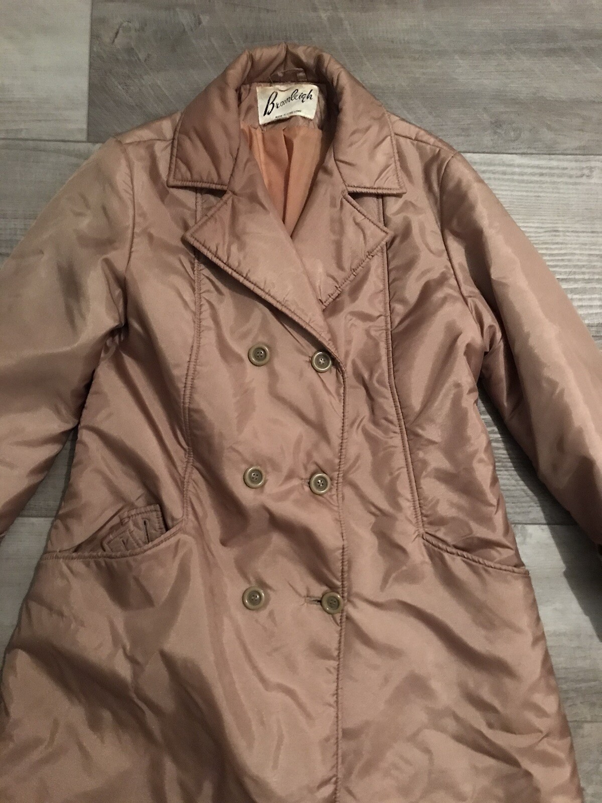 BROMLEIGH Vintage 70’s Taupe/Beige Puffer Double Breasted Belted Coat Sz 12 PUC