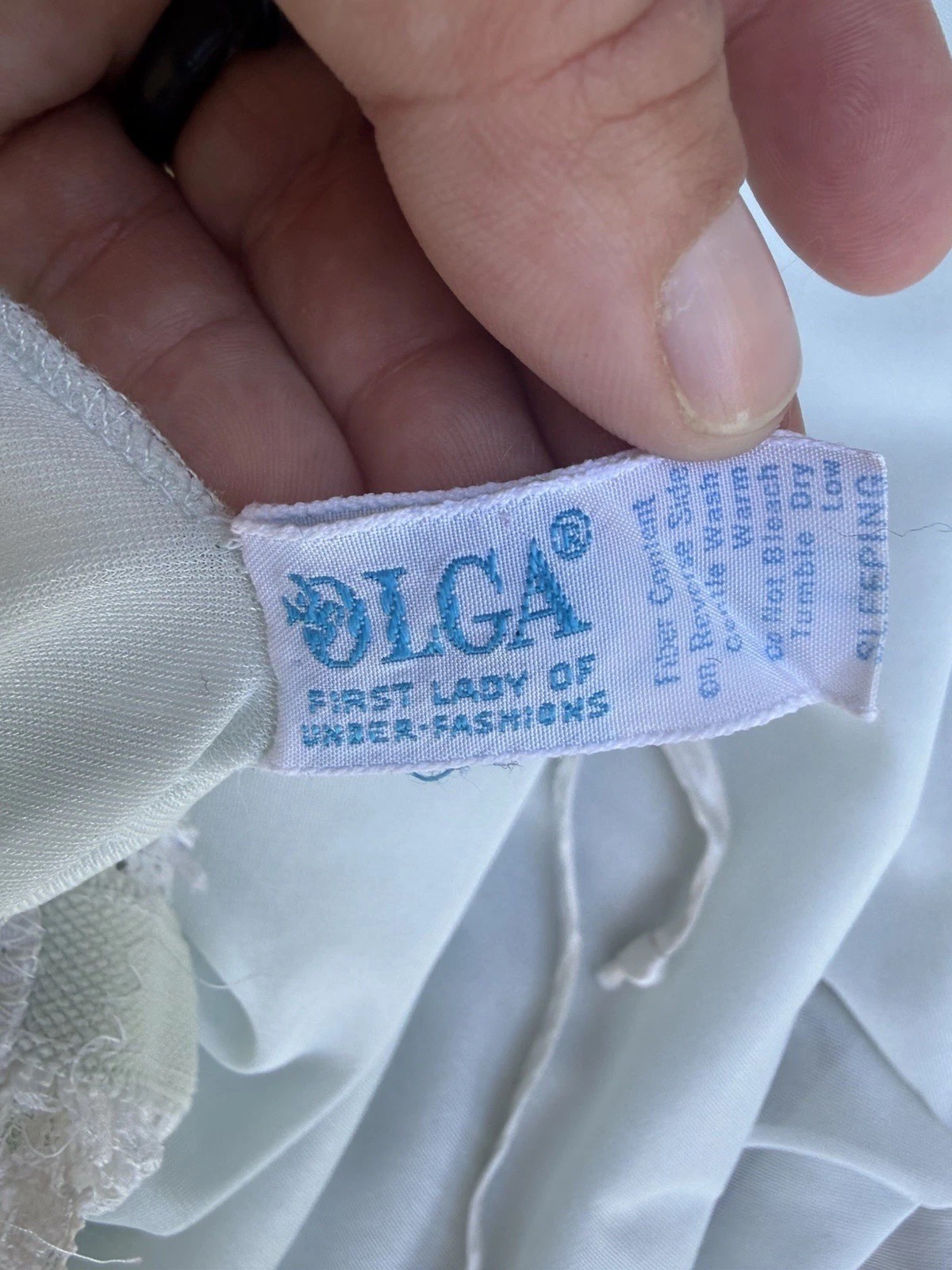Vintage Olga Empire Waist Nightgown Chemise Sweep 34 Light Blue Padded Bra 9200