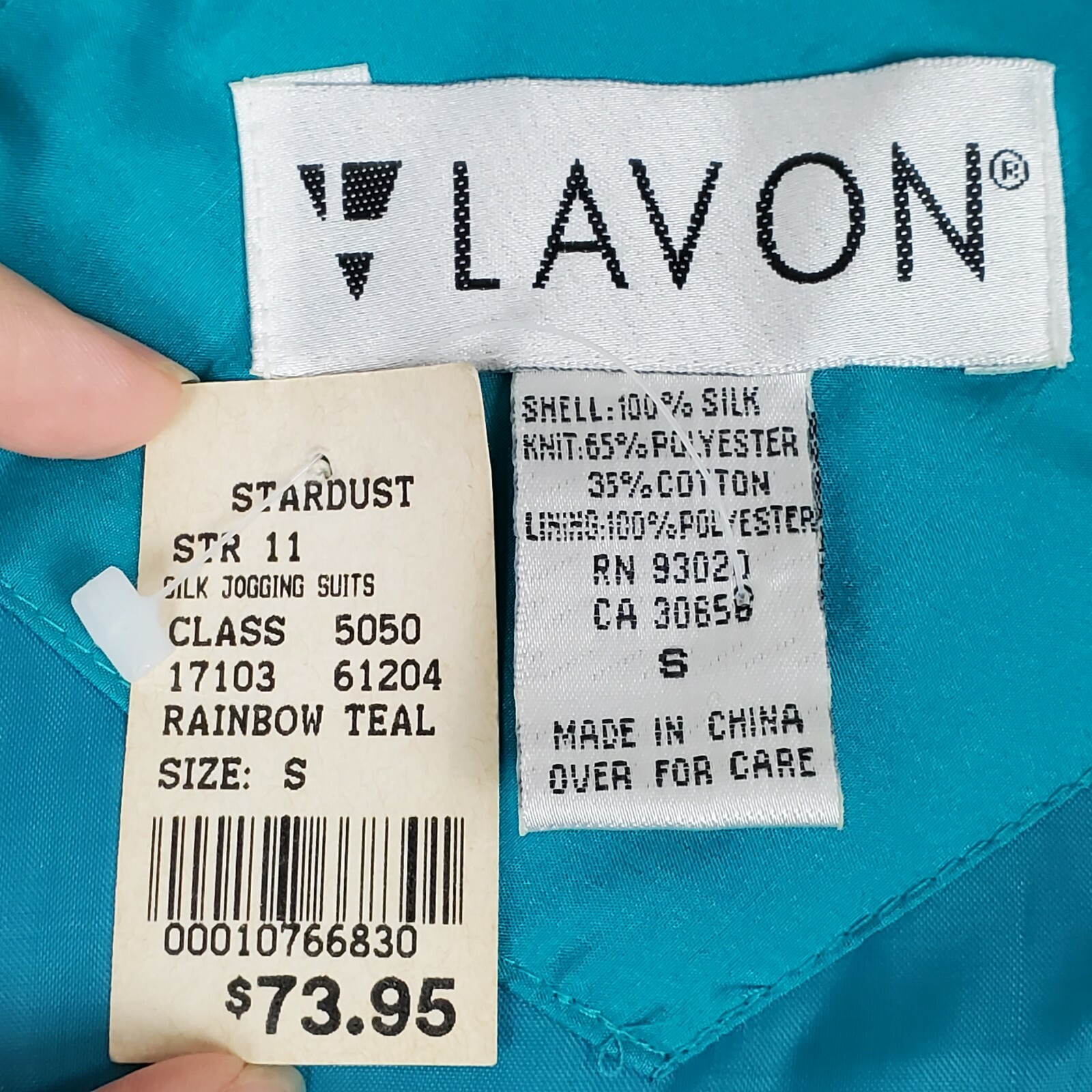 NWT LAVON Jacket Size Sm Blue 90s Las Vegas Stardust 100% Silk Mock Neck Parka