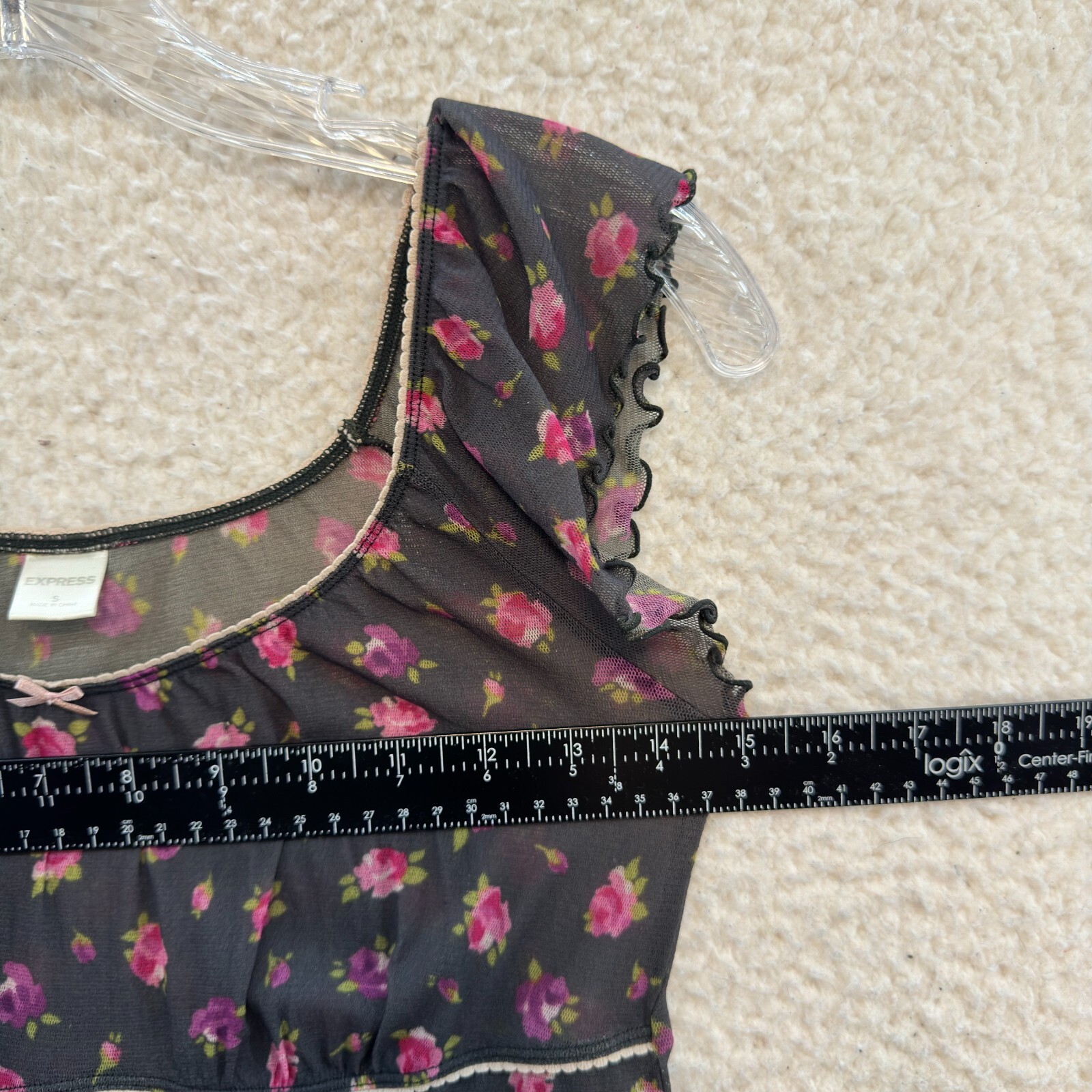 Y2K Vintage Babydoll Lingerie Top S Small Rose Floral Milkmaid Peasant Coquette