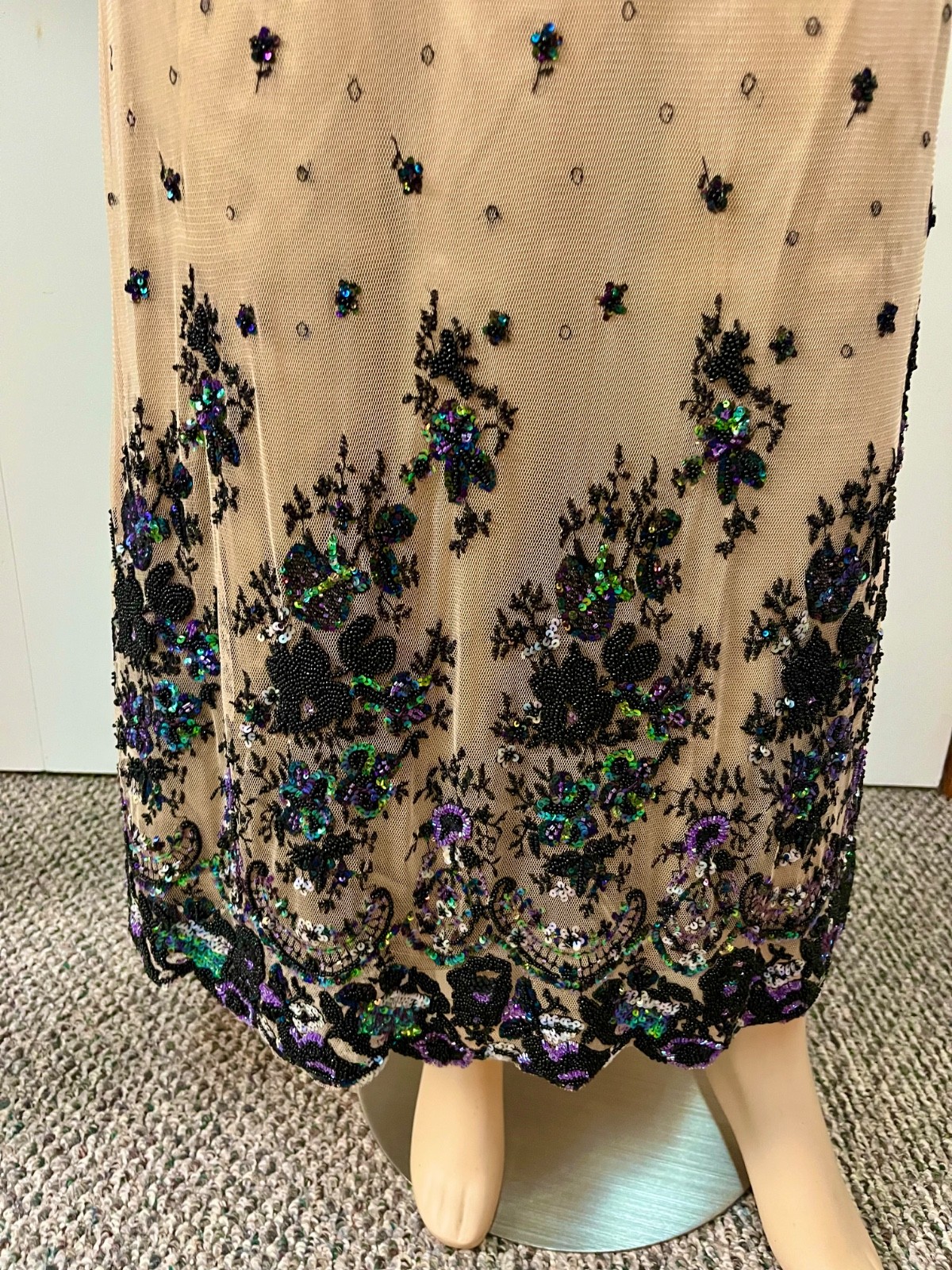 Excellent Vintage J Peterman Belle Epoque Silk Beaded Skirt Size 8 Waist 28-29