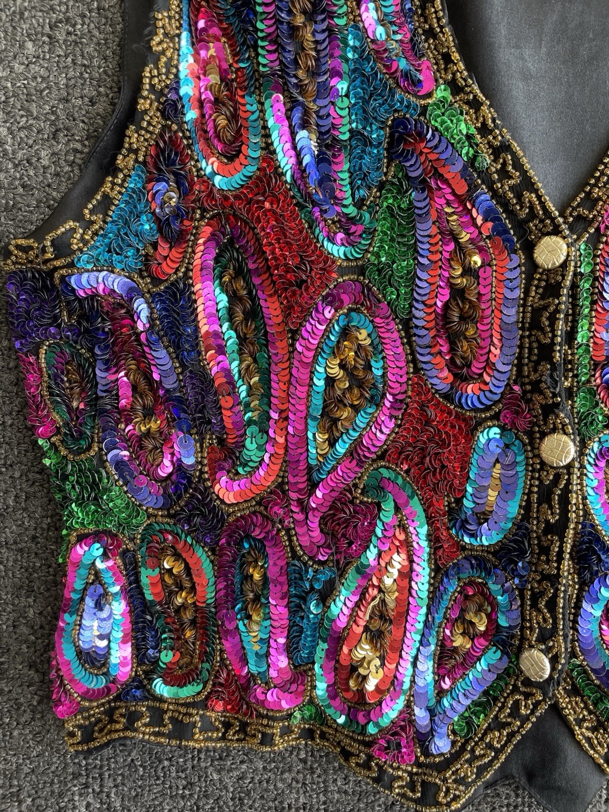 Vintage Modi Colorful Rainbow Sequin Western Show Vest Size M (8-10)