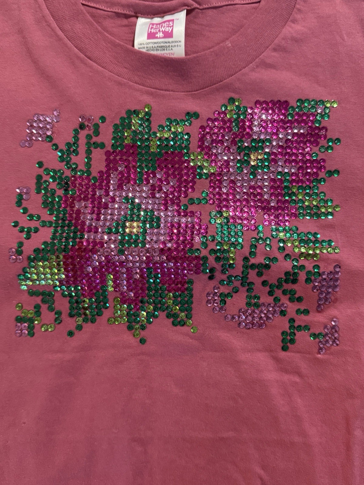 Vintage Single Stitch Grandmas Art Project Bubblegum Pink Medium