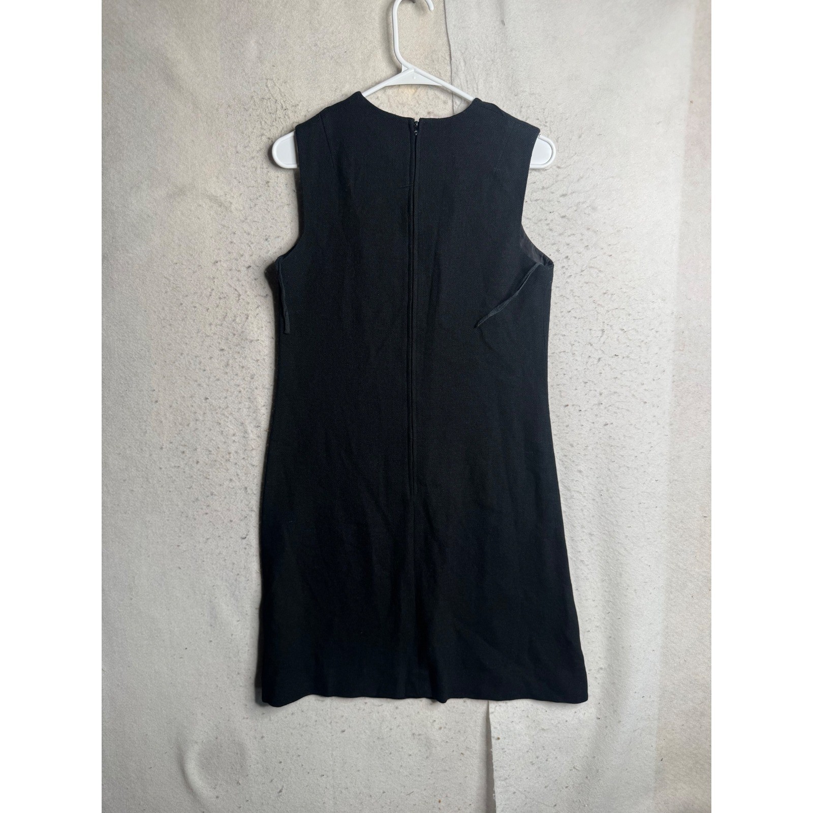 Vintage Gay Gibson Black Wool Blend Sleeveless Pintuck Shift Dress ILGWU Size 13