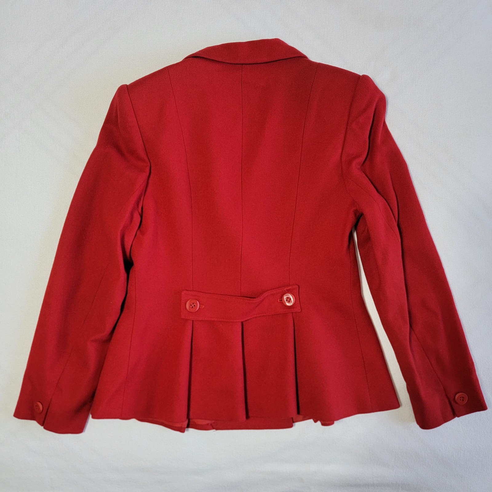 Vintage Red Double-Breasted Blazer Collared Flared Hem Women’s Size 8/S