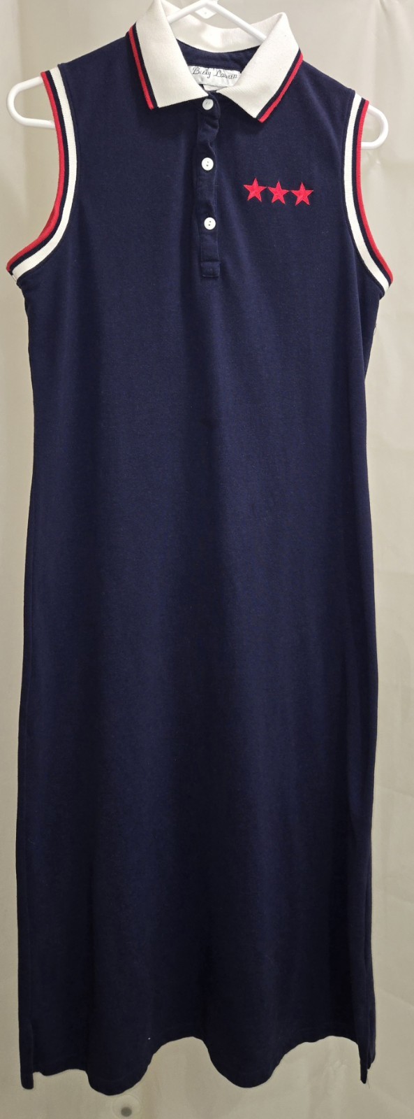 Vintage Women’s Navy Blue Polo Long Dress By Betsy Lauren Sleeveless Size LG