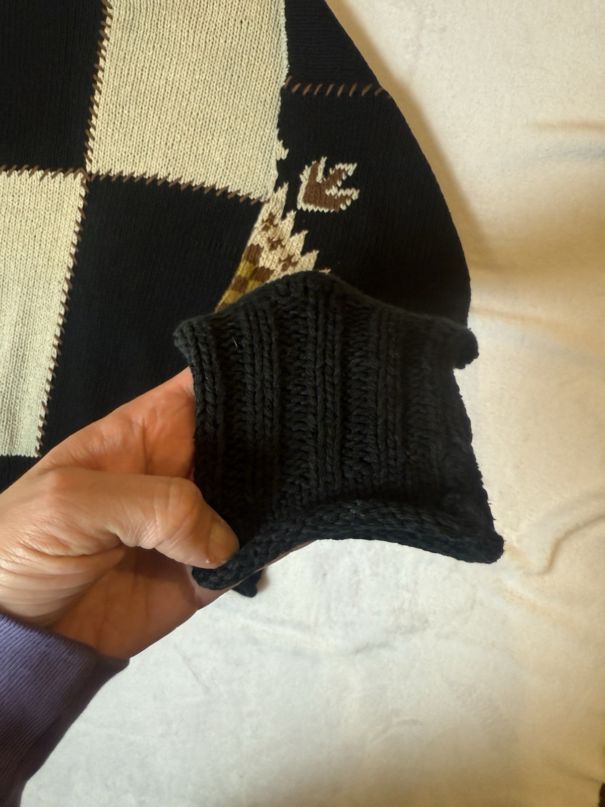 BASCO VINTAGE HAND KNIT SWEATER PULL OVER 58% SILK 42% COTTON BROWN TONES Large
