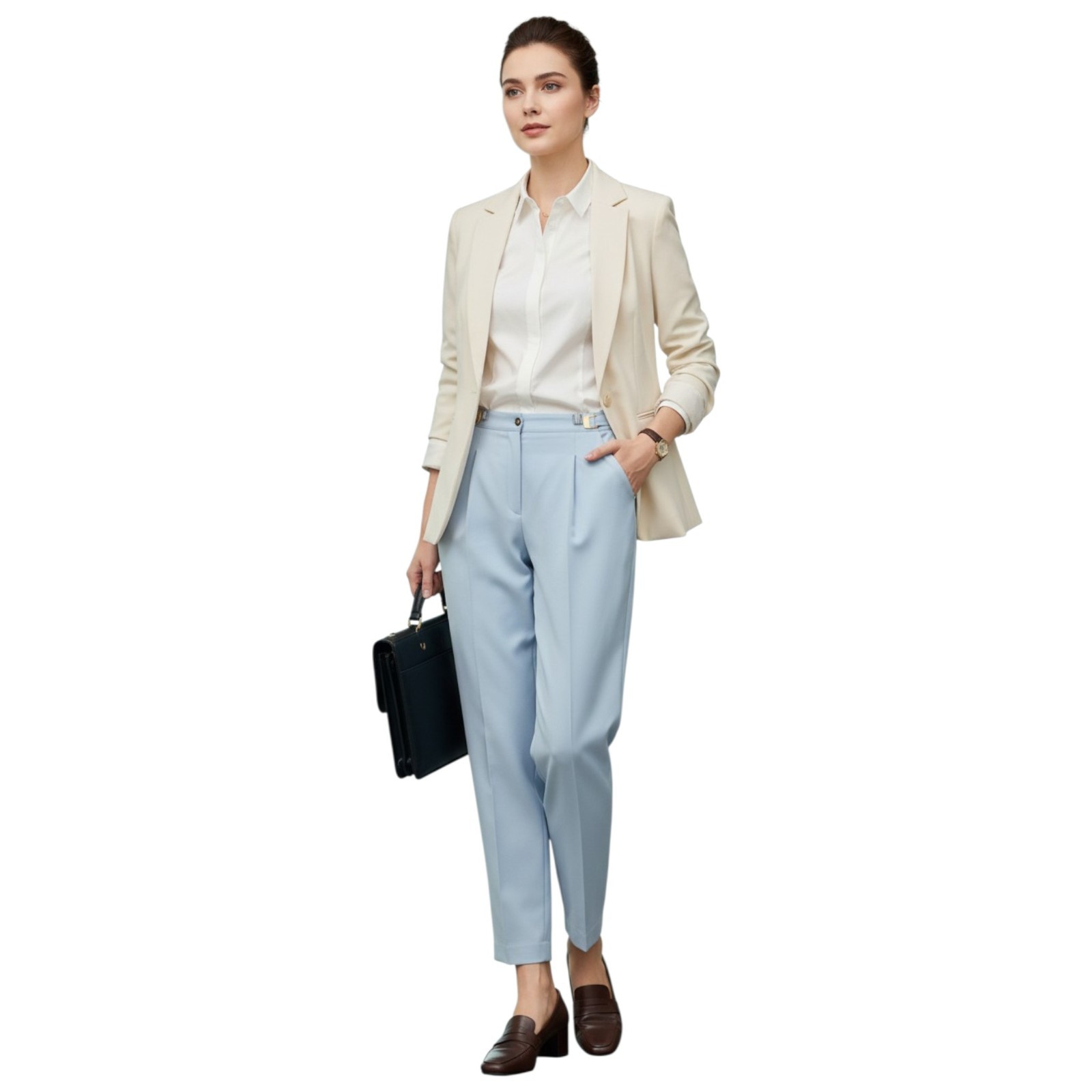 Vintage 90s Particulars by Counterparts Sky Blue Dress Pants Women 14 High Rise