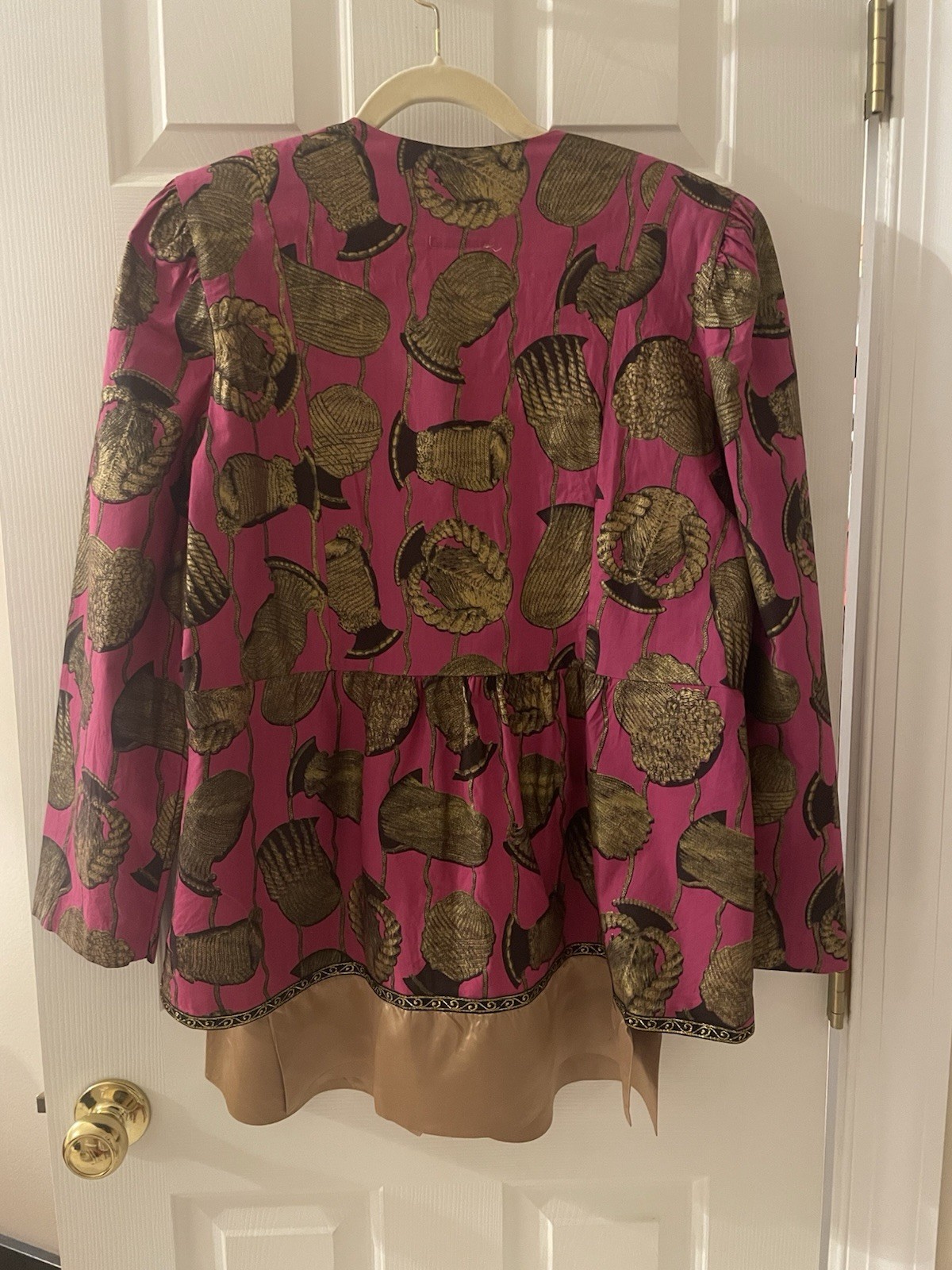 Roco Collection Vintage Peplum Blouse/Blazer – Pink Gold Metallic – 1X