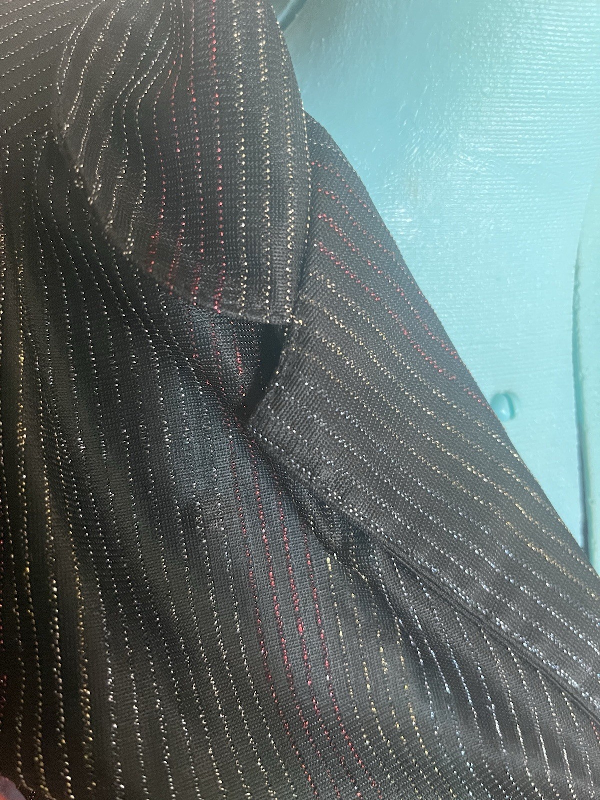 Vintage 80s Tippy Tops Women’s Black Striped Metallic threaded Button down