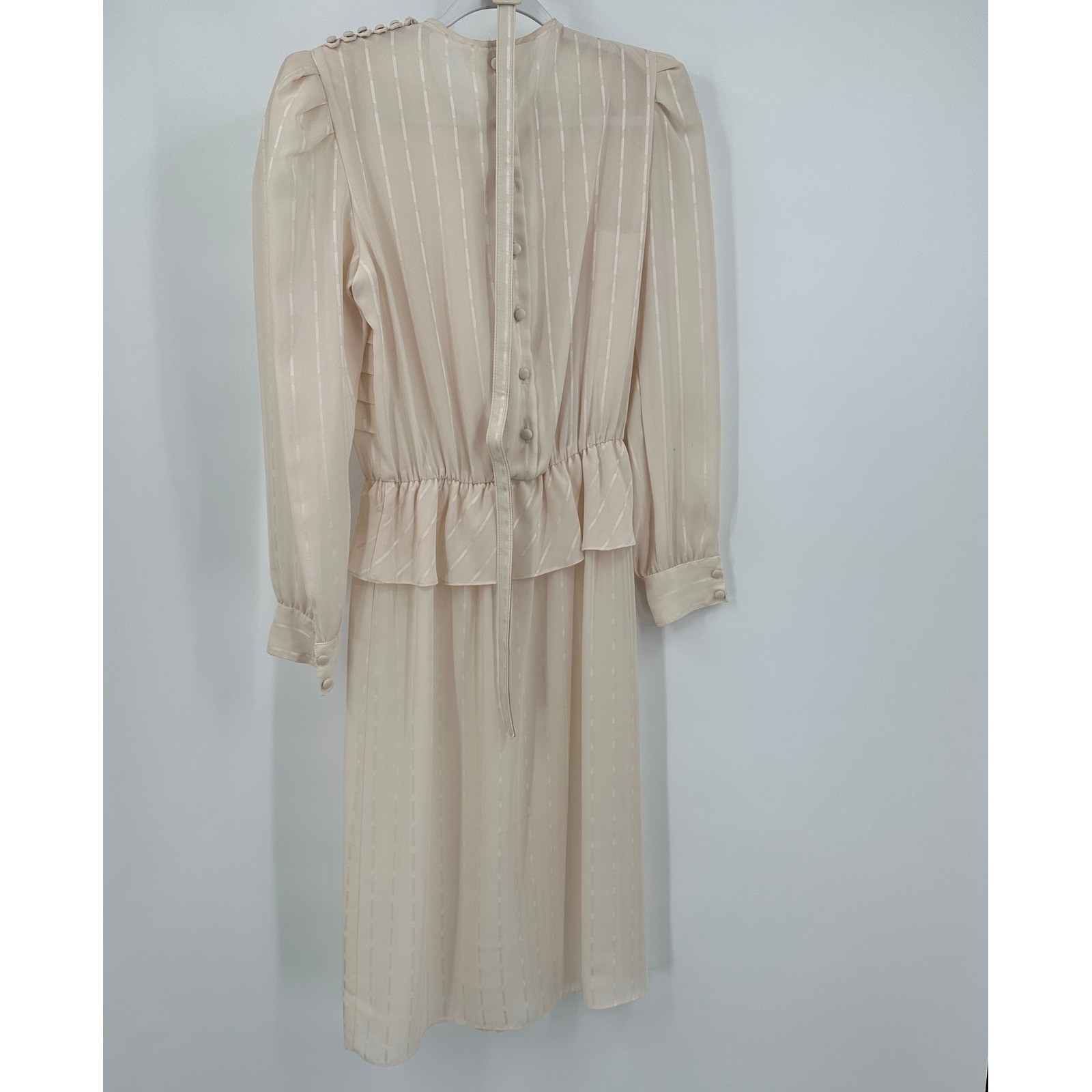 Women Vintage Victorian Revival Midi Dress Size L Romantic Cottagecore Secretary