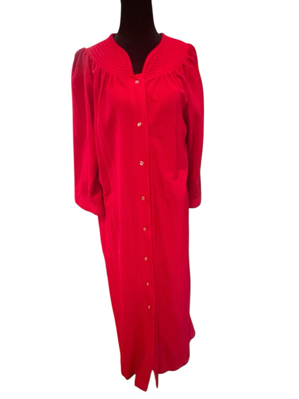 VTG Sears At Home Wear Velour Robe House Coat, Raspberry, Pit To Pit 22”, Large
