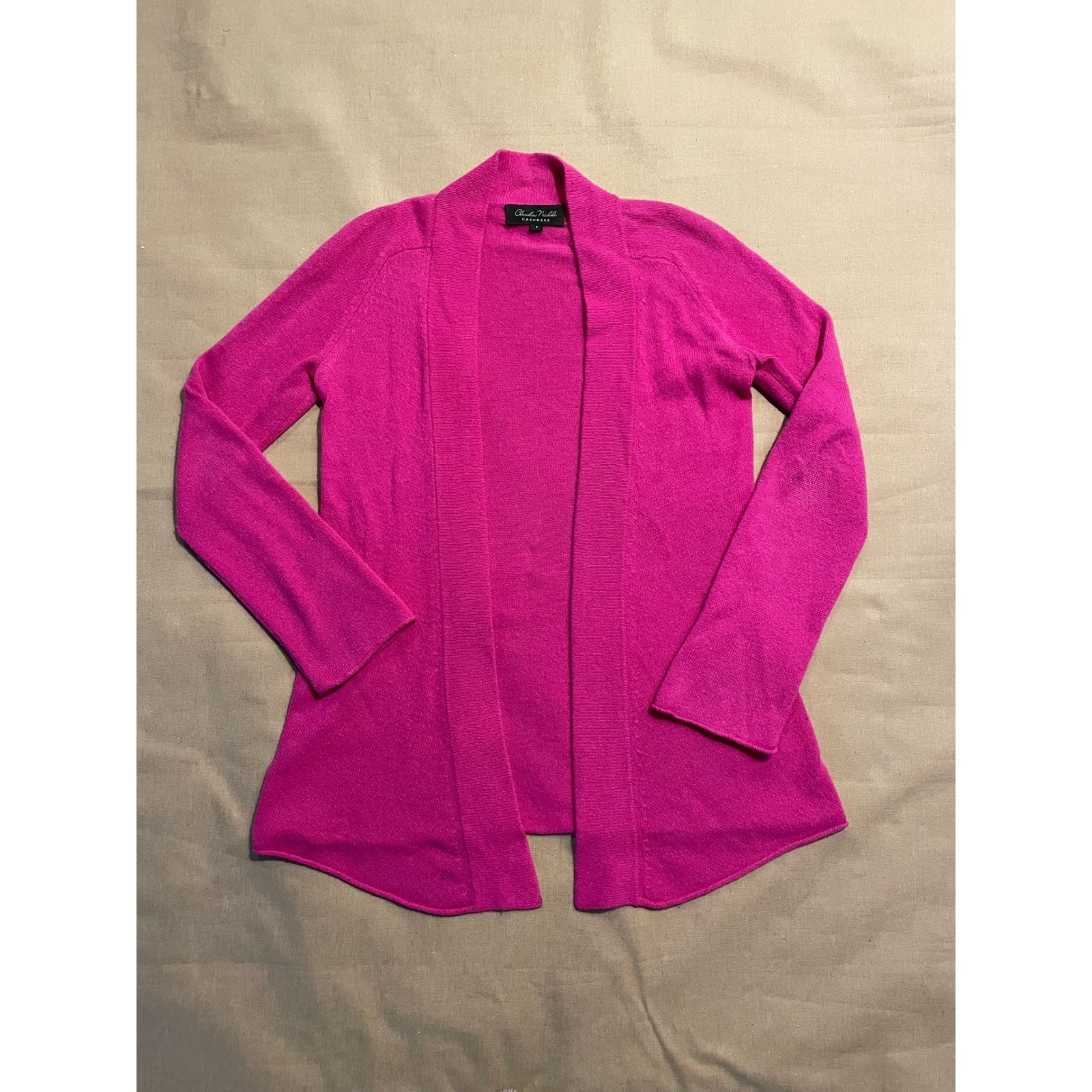 Claudia Nichole Cashmere Cardigan Size S Pink Open Front Lightweight Luxury