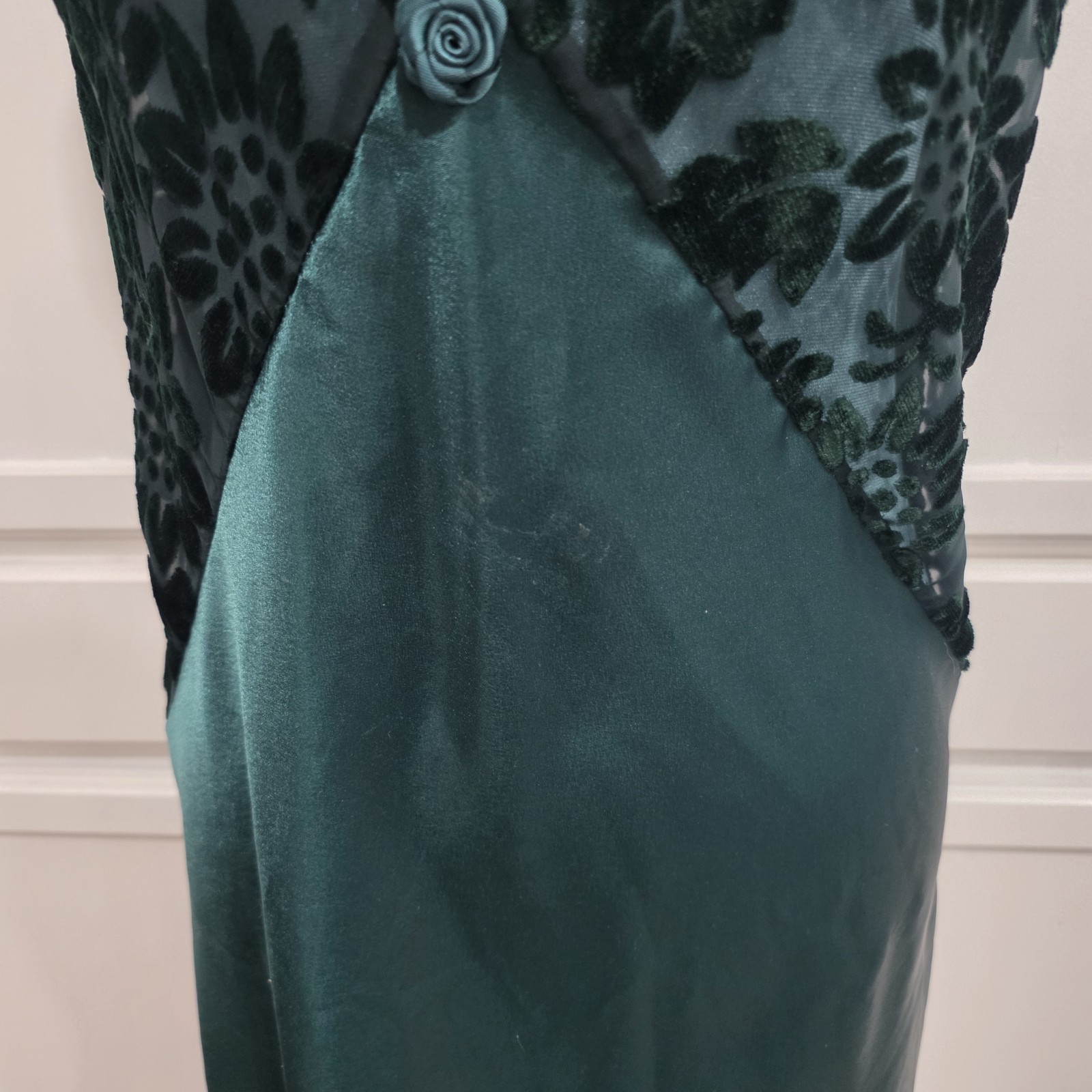 Vtg Val Mode Emerald Green Lingere Set Robe And Gown Medium Lace
