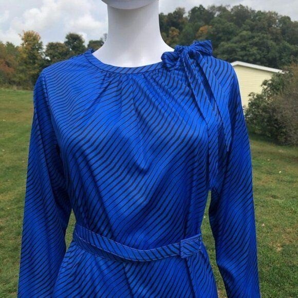 Vintage | 70s NWT British Lady A-Line Day Dress Stripes Sz 14