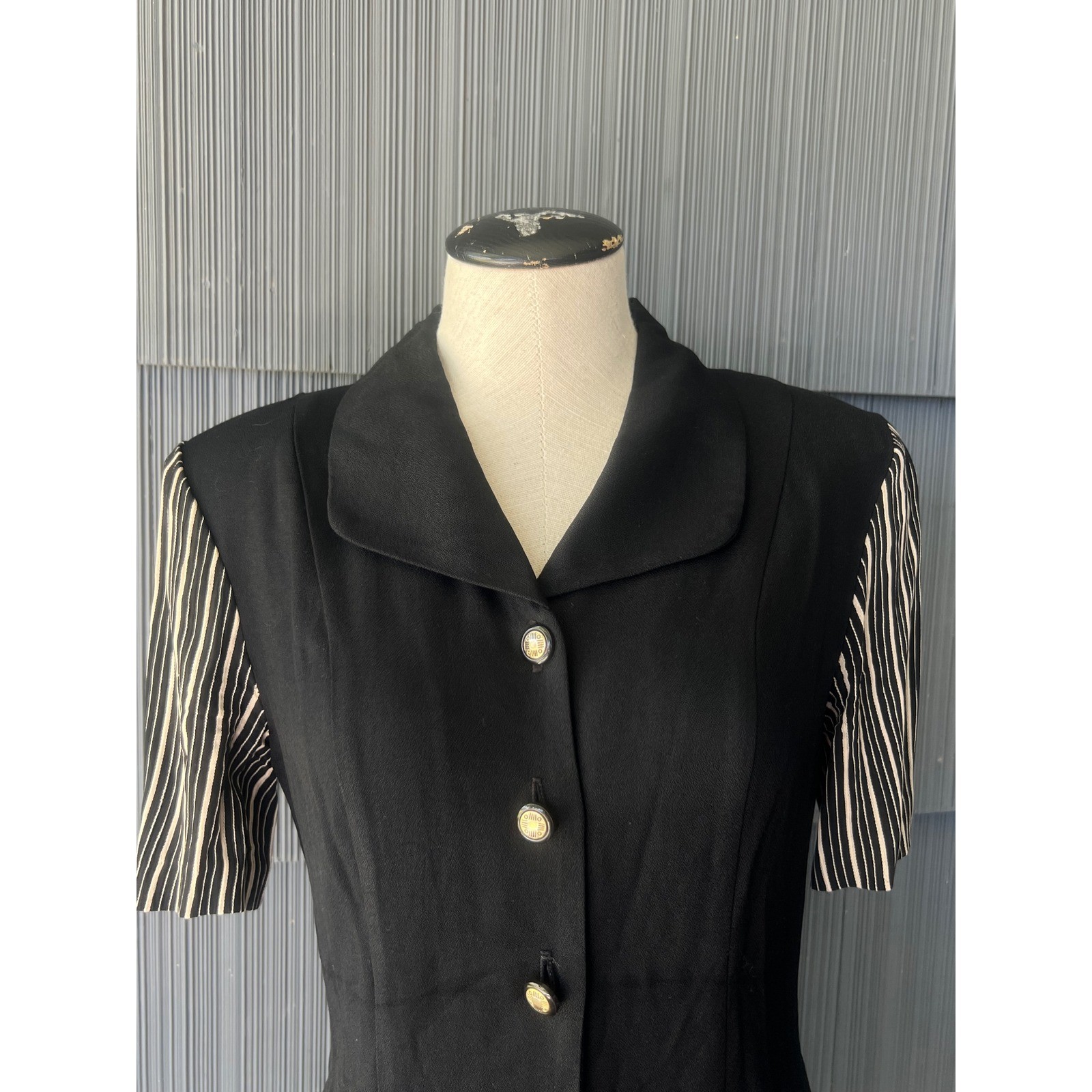 Paul Harris Vintage Academia Button Front Quiet Luxury Midi Dress Womens 4