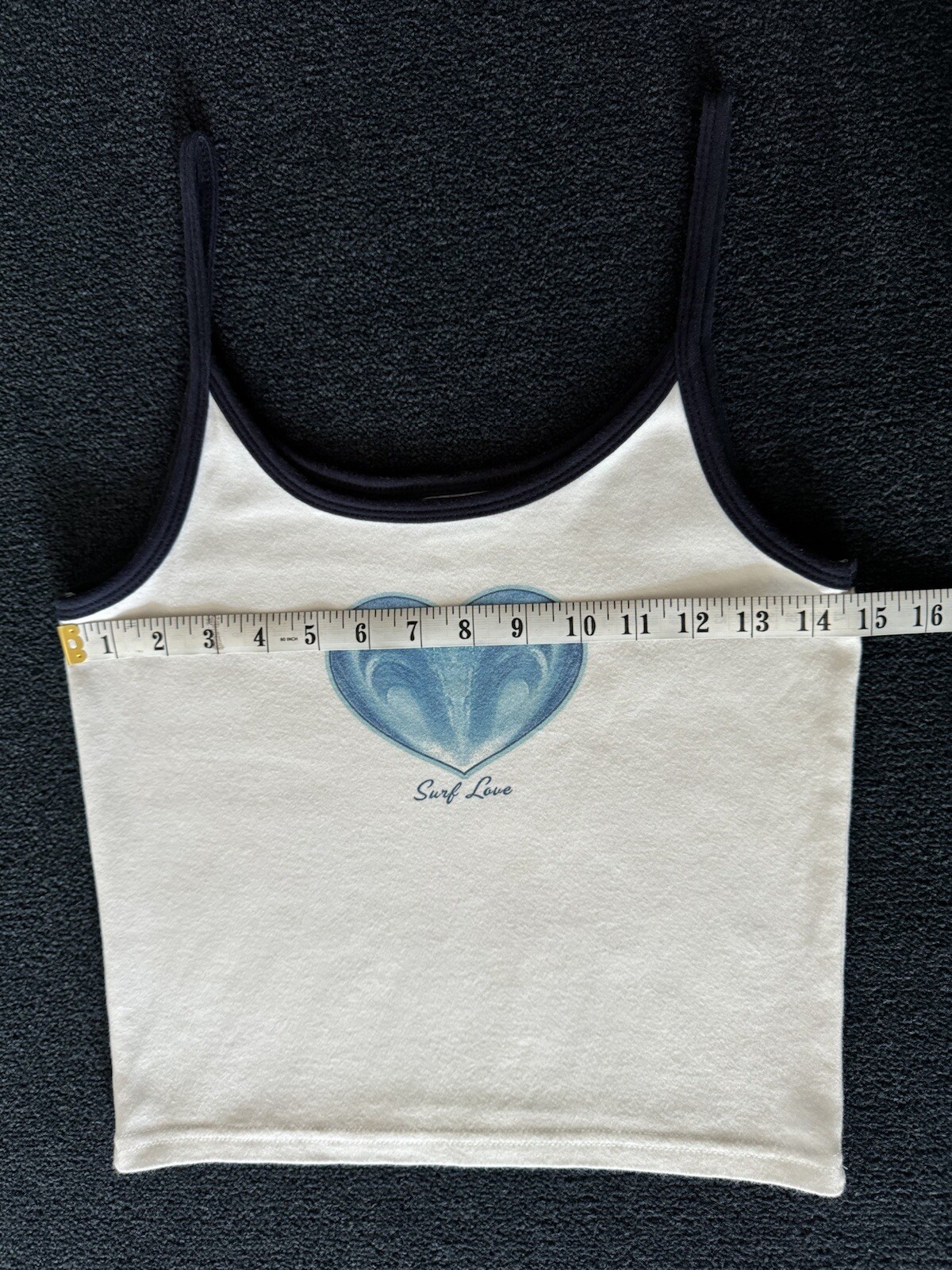 Vintage 90s Y2K Surf Love Heart Tank Top Delias Skate Beach Coastal Waves Summer