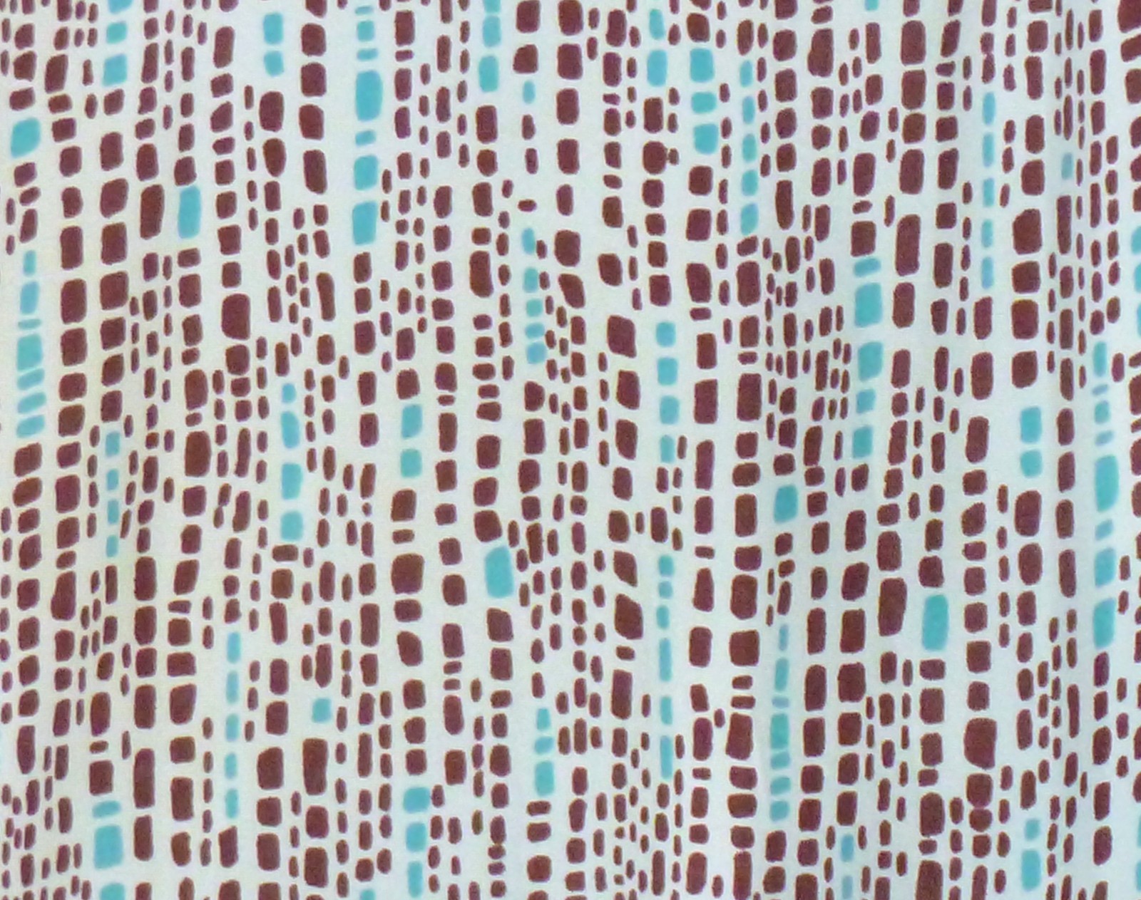 Vtg 40s 50s Cay Artley Rayon Shirt Dress Brown Aqua Geometric VOLUP Sz XL