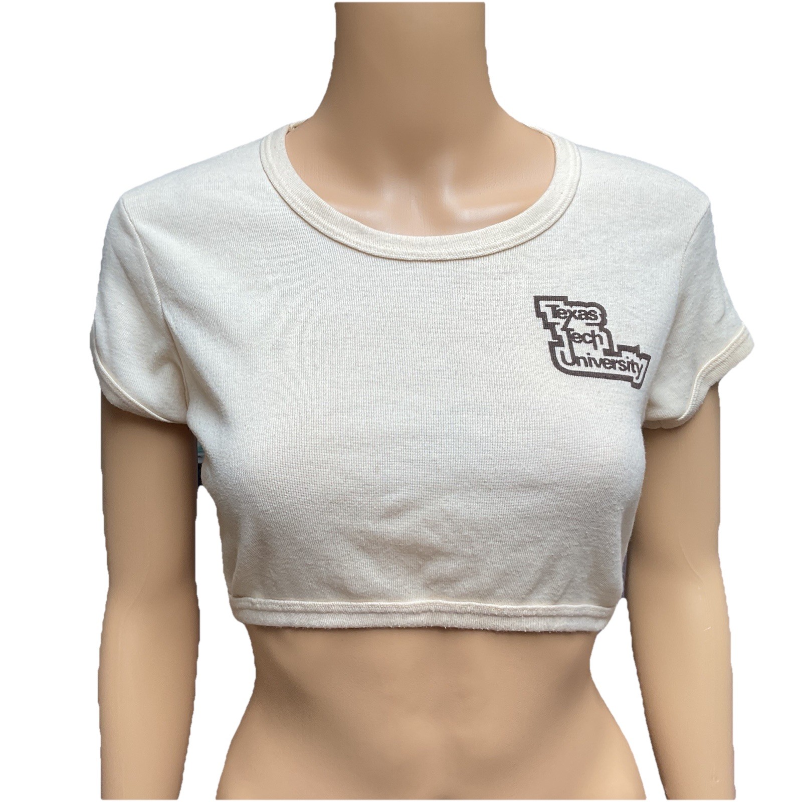 70s Collegiate Pacific Texas Tech Midriff T Shirt University Sports Fan Vintage