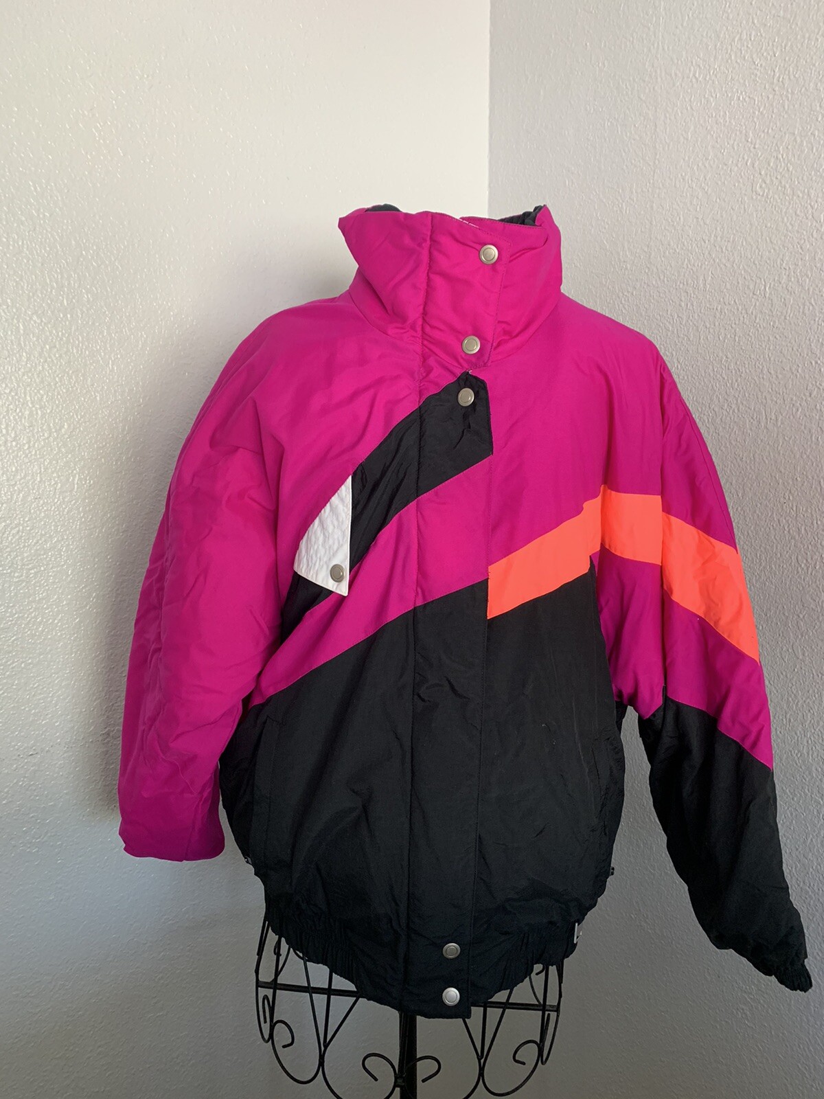 Cornice Womens Medium Windbreaker Winter Jacket Vintage Pink Coral Black Purple