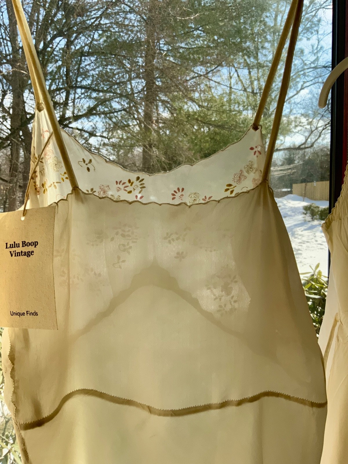 1920s–30s Pure Silk Embroidered Slip Dress-XS
