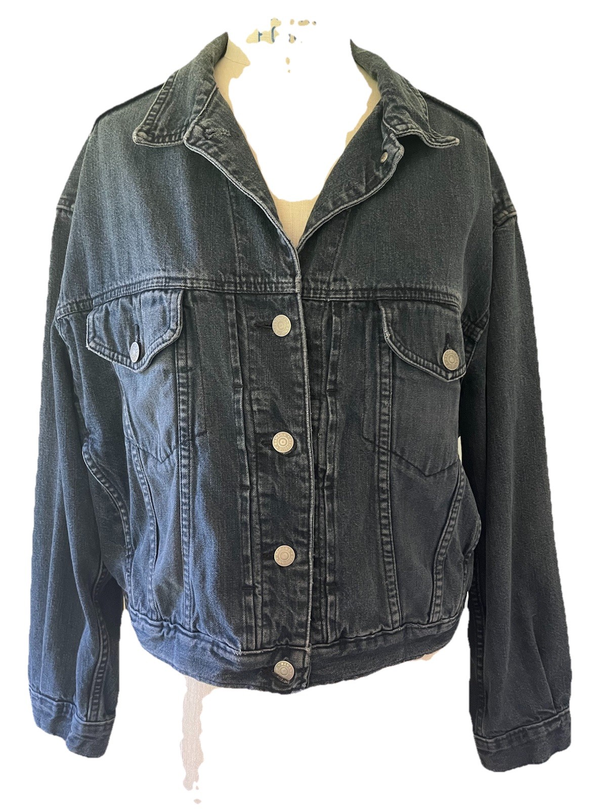 Vtg 80s Banana Republic Safari Dark Blue Denim Jean Jacket Women’s Bomber Style