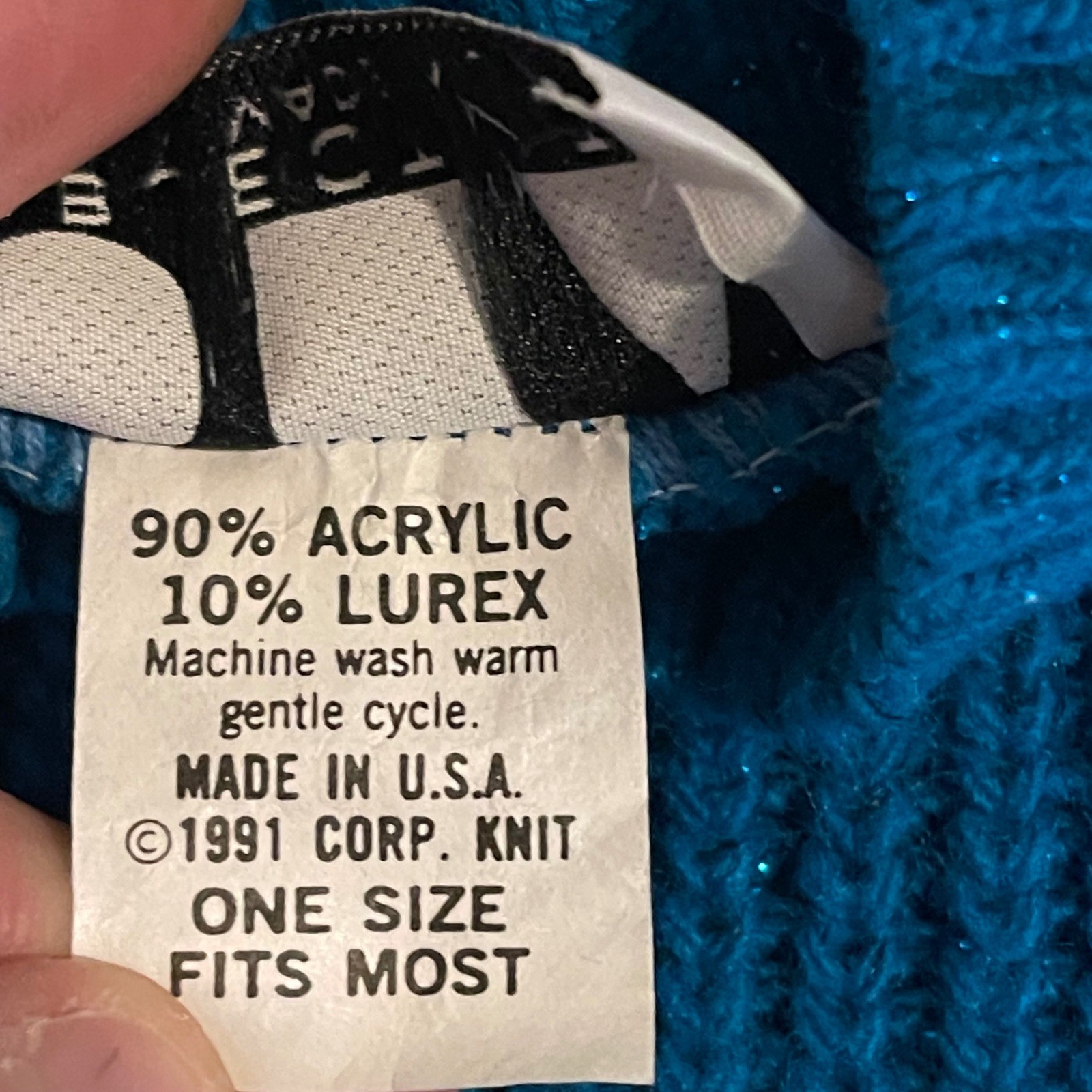 Vintage 1991 Objectivity Sweater Womens One Size Blue Sparkle Knit Made in USA