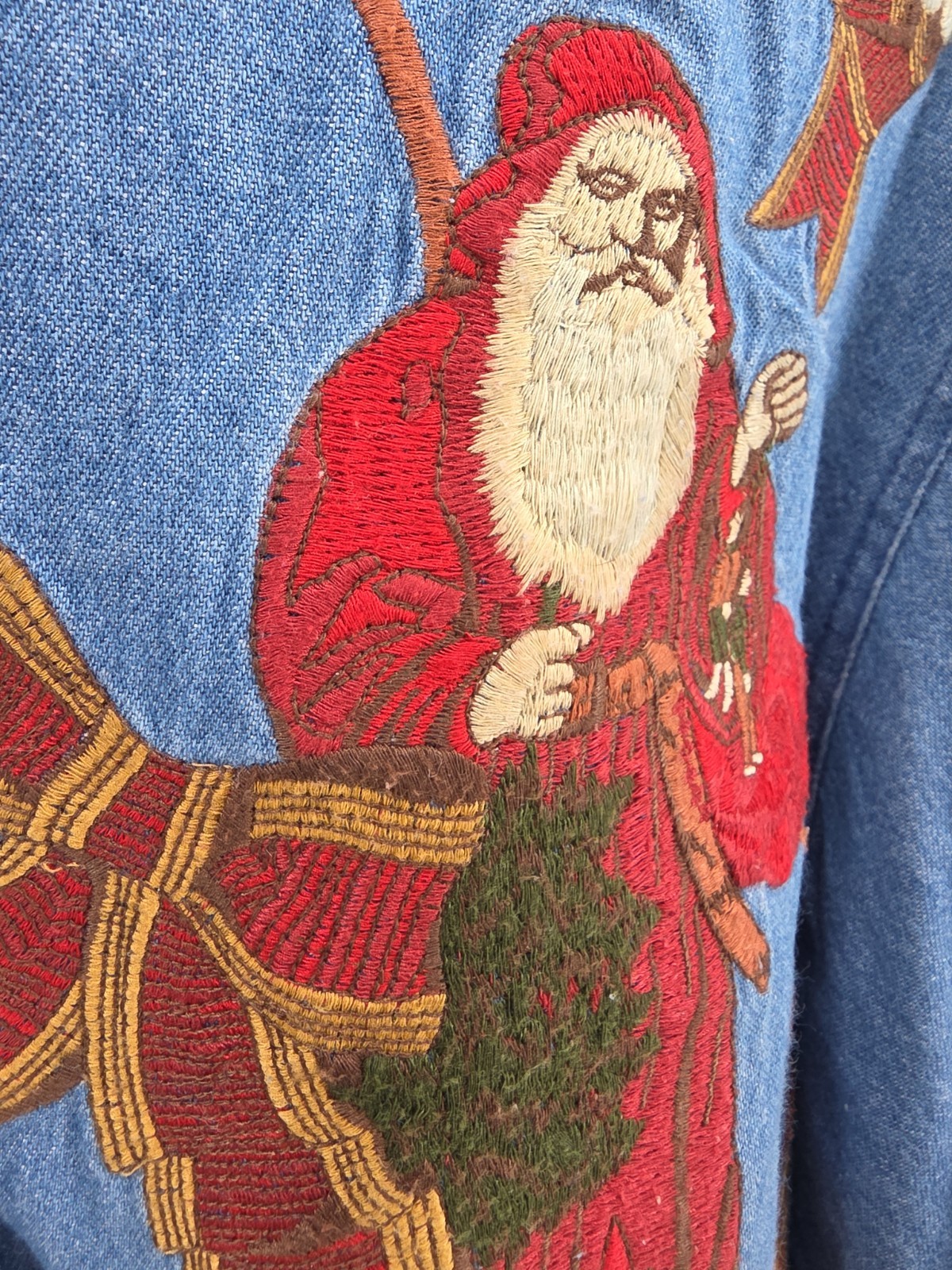 Cambridge Country Store Vintage Denim Shirt Christmas Embroidered Womens Medium