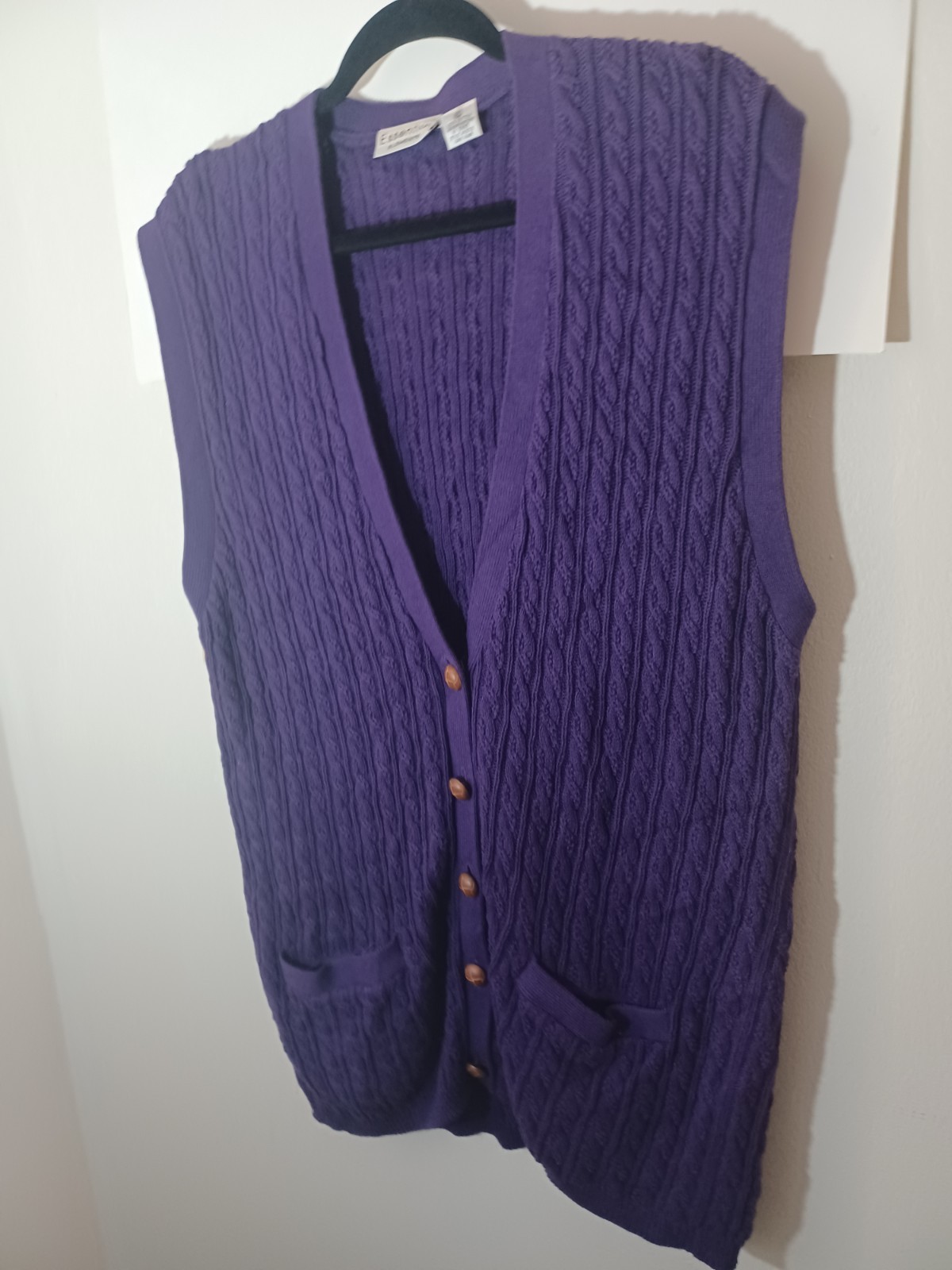 Essentials Elments Women’s 1980s Button-up Purple Sweater Vest Vintage XL