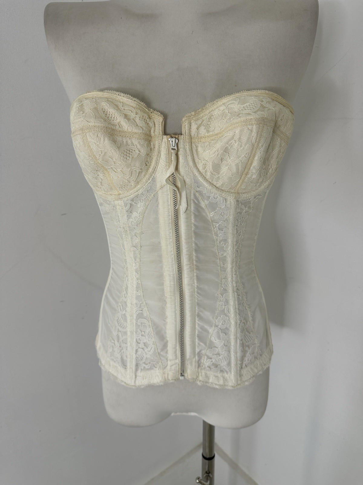 Vintage 1950s Warner Merry Widow Boned Zip Front Bustier Corset Top